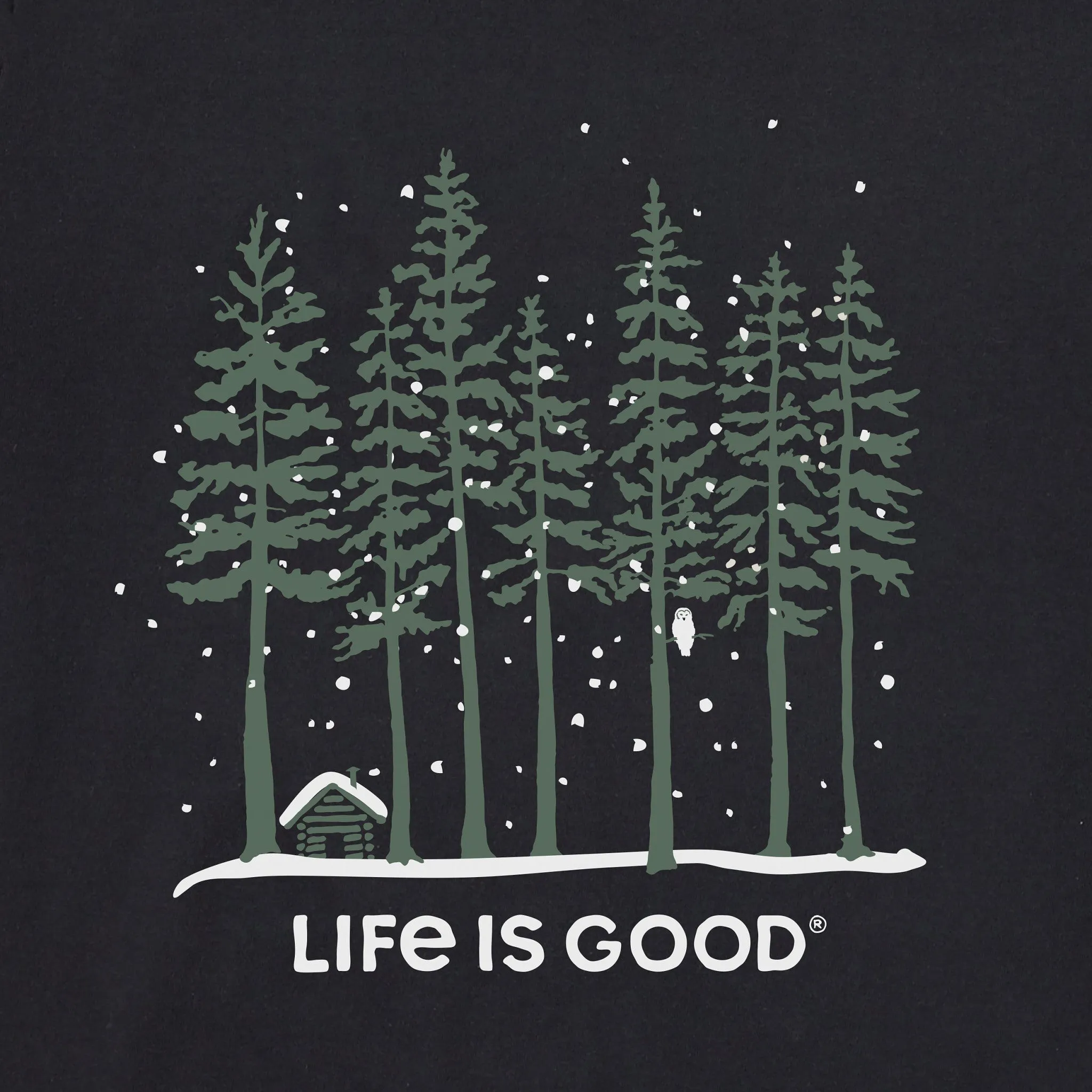 Men's Snowy Owl Tall Pines Long Sleeve Crusher Tee Life is Good
