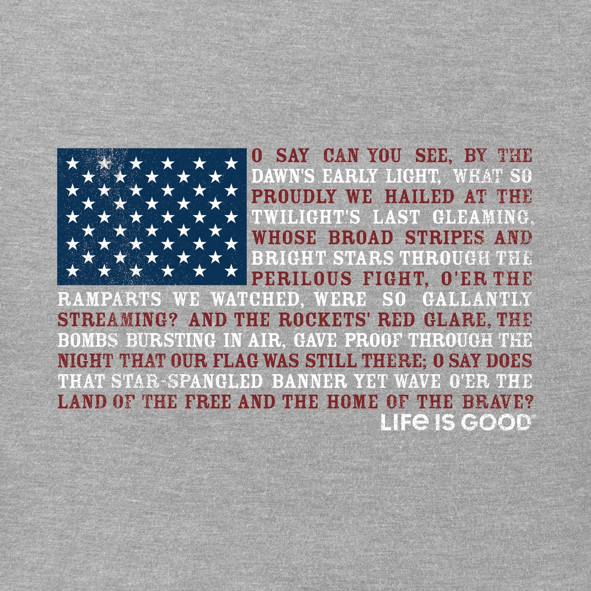Men's Star Spangled Banner Flag Short Sleeve Crusher Tee Life is Good