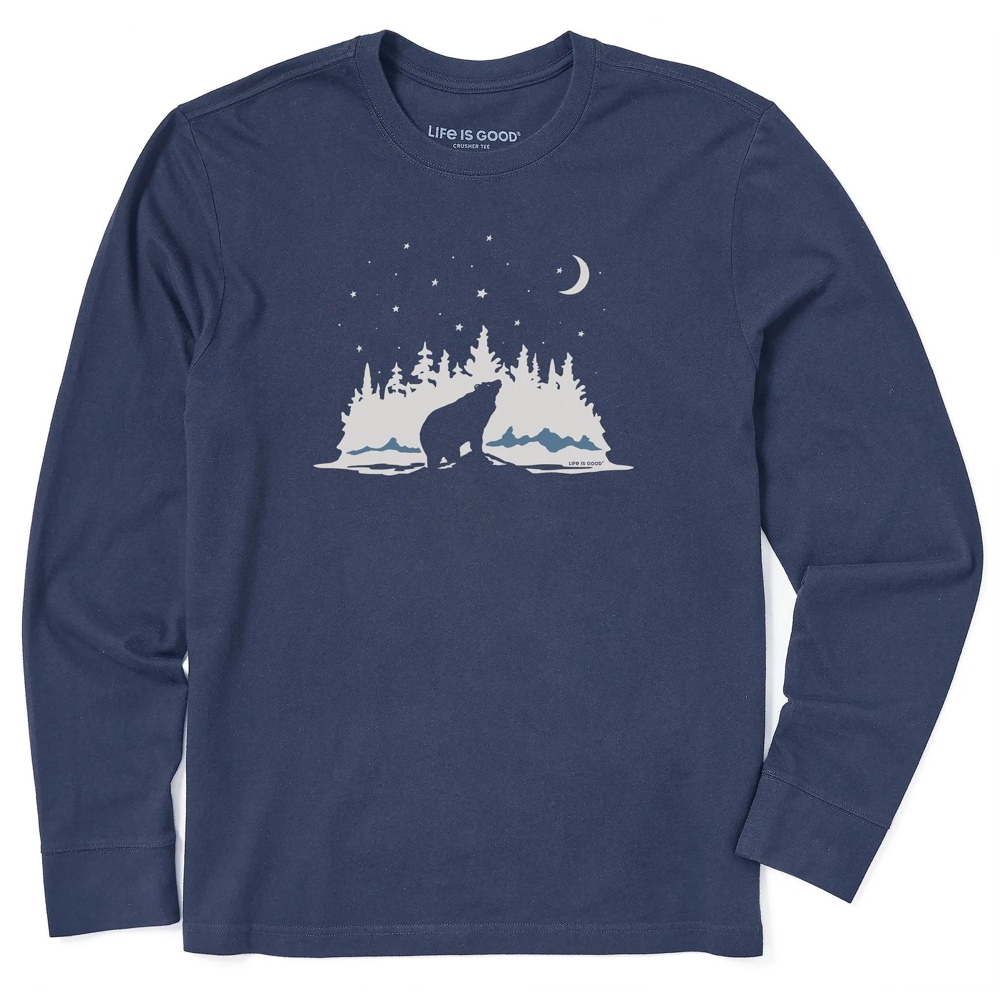Men's Stargazing Bear Long Sleeve Crusher Tee Life is Good