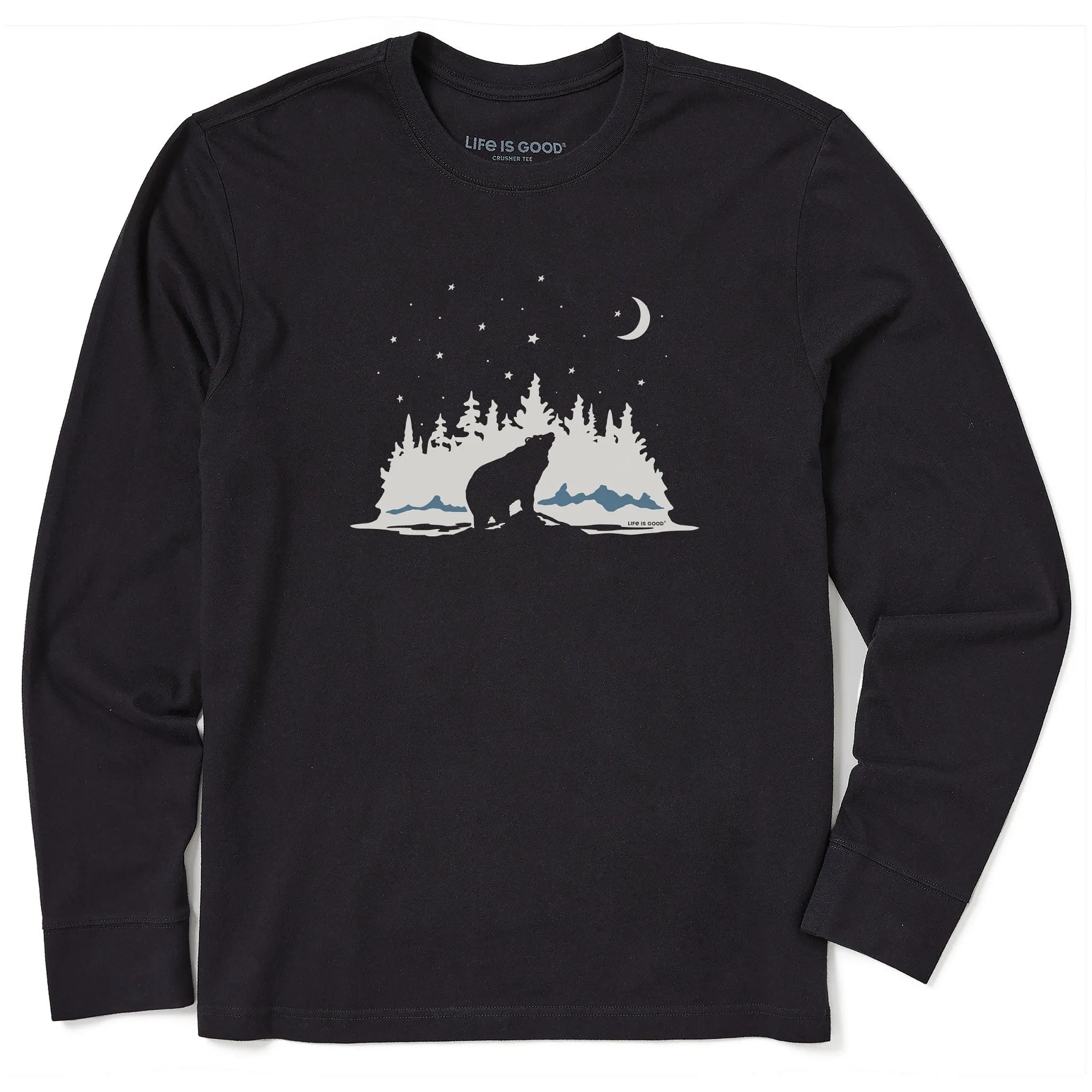 Men's Stargazing Bear Long Sleeve Crusher Tee Life is Good