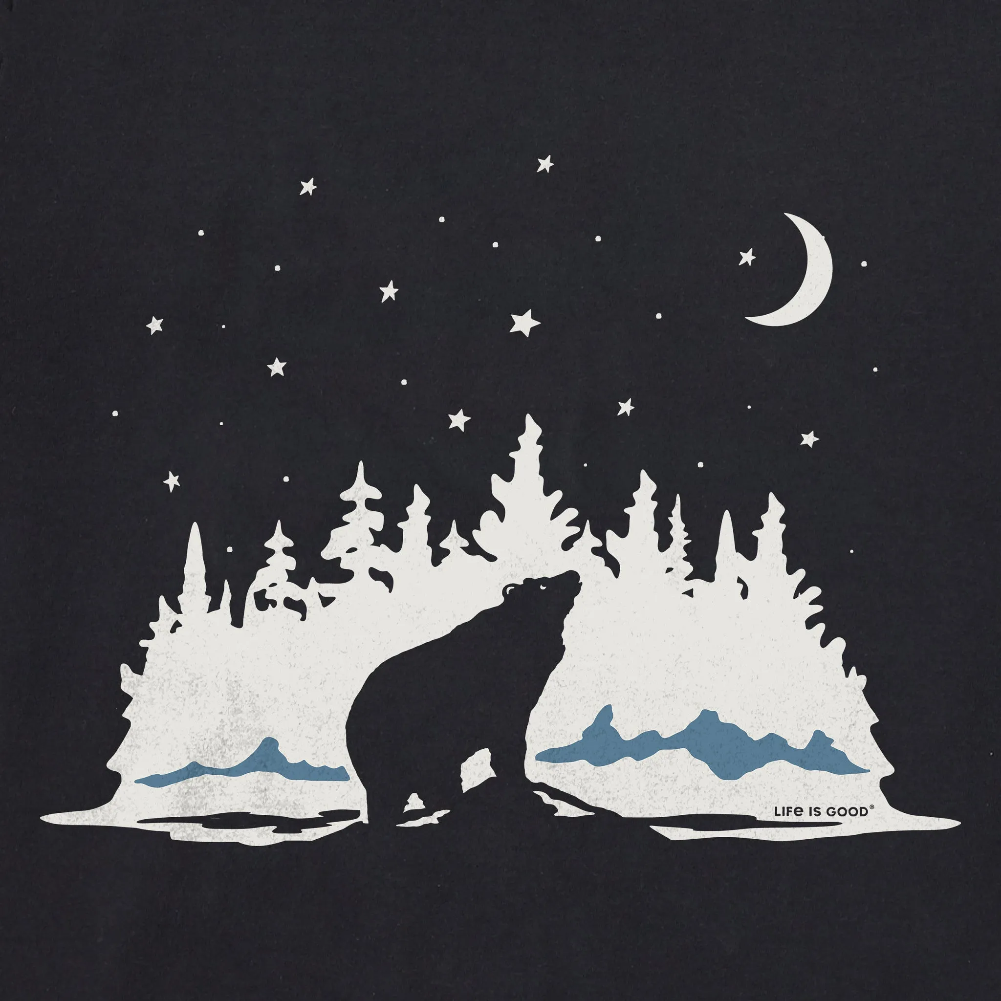 Men's Stargazing Bear Long Sleeve Crusher Tee Life is Good
