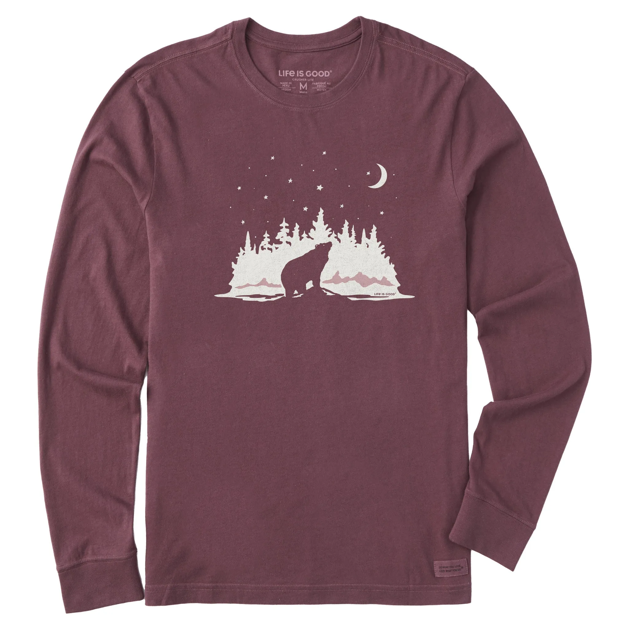 Men's Stargazing Bear Long Sleeve Crusher Tee Life is Good
