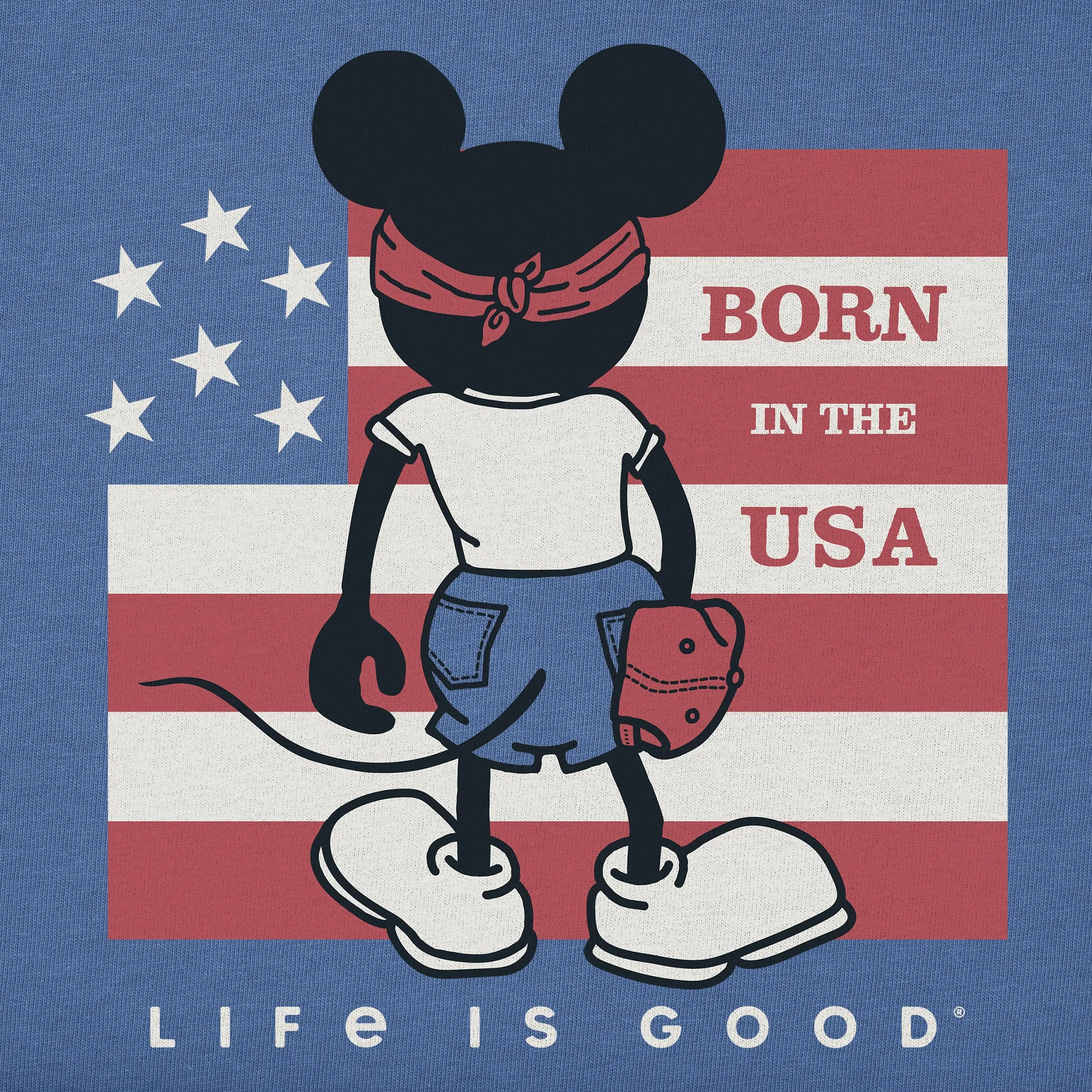Men's Steamboat Willie Born in the USA Short Sleeve Tee Life is Good