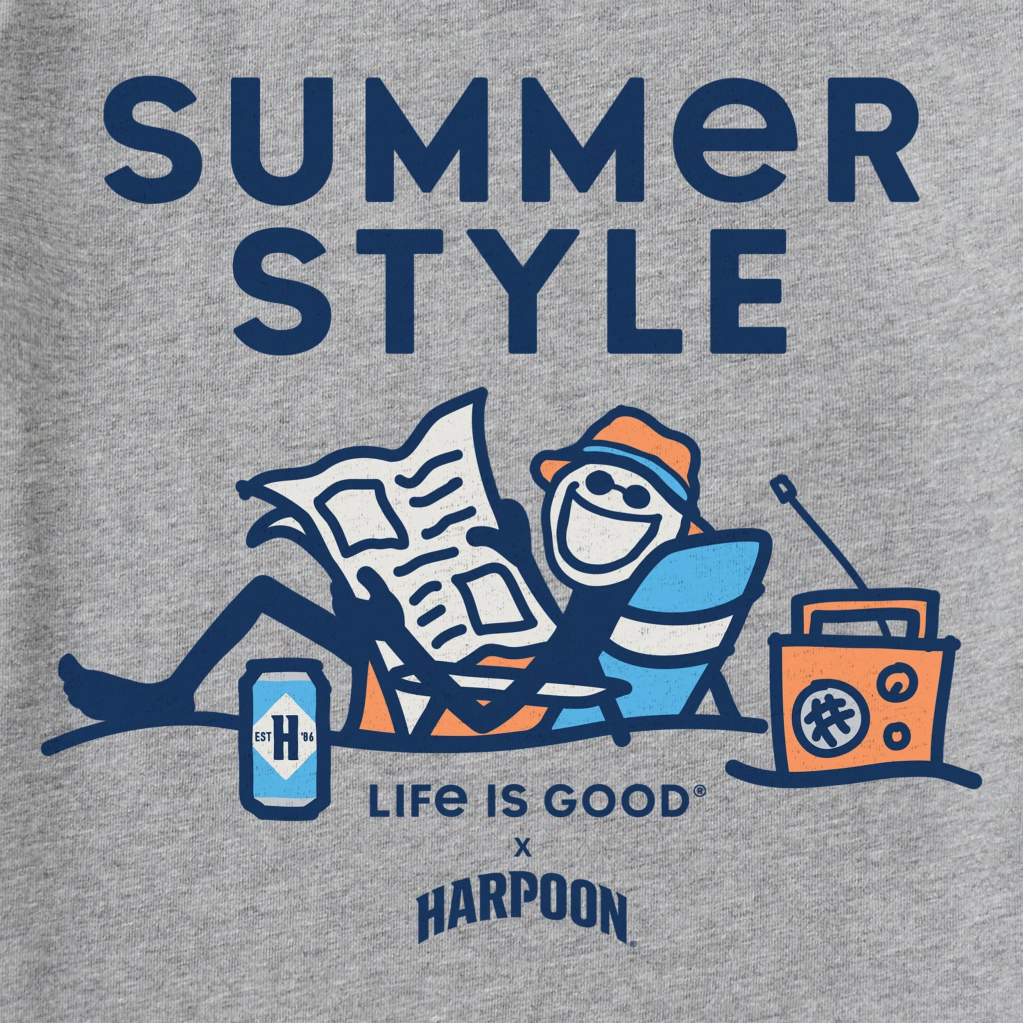 Men's Summer Style Harpoon Jake Beach Short Sleeve Crusher Tee Life is Good