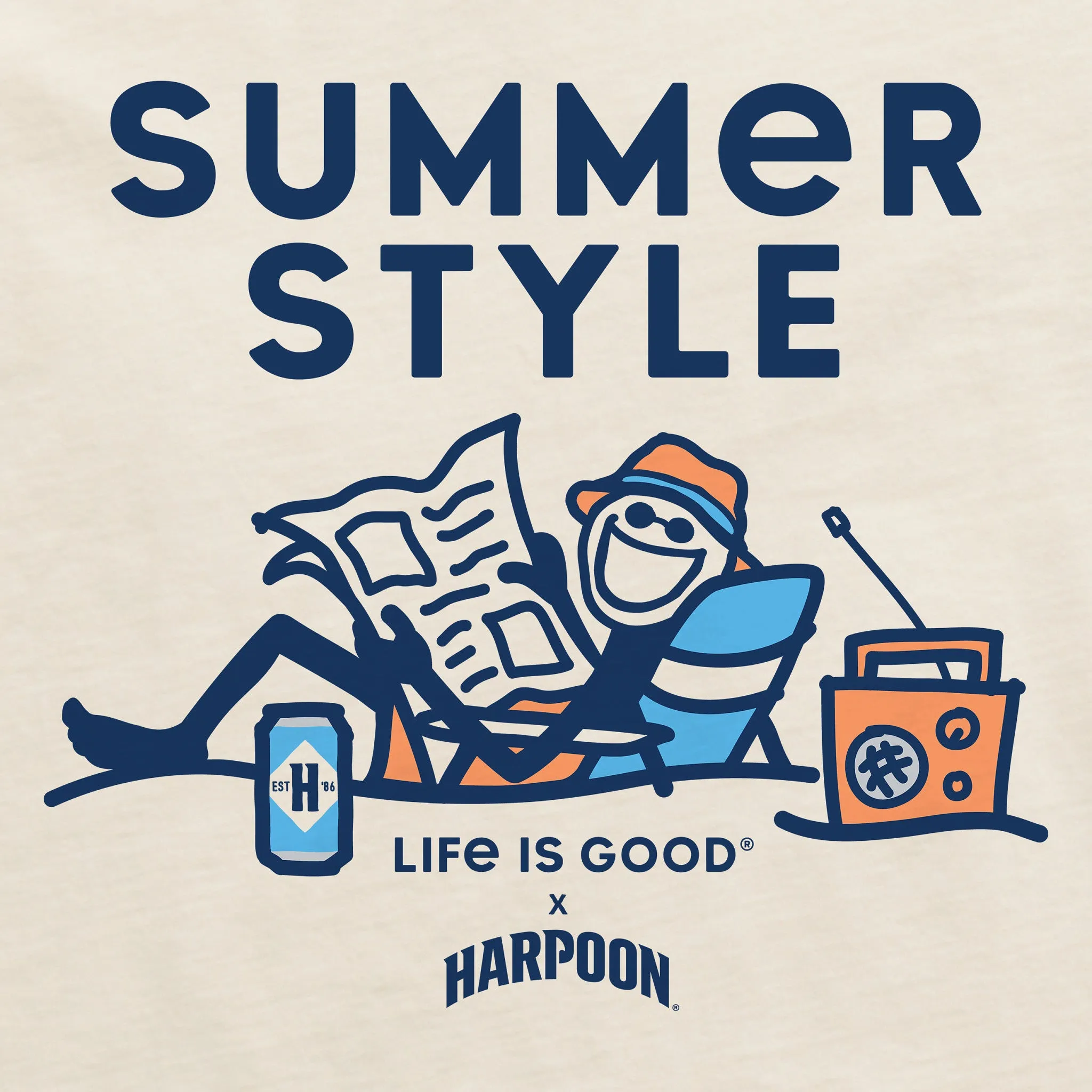 Men's Summer Style Harpoon Jake Beach Short Sleeve Crusher Tee Life is Good
