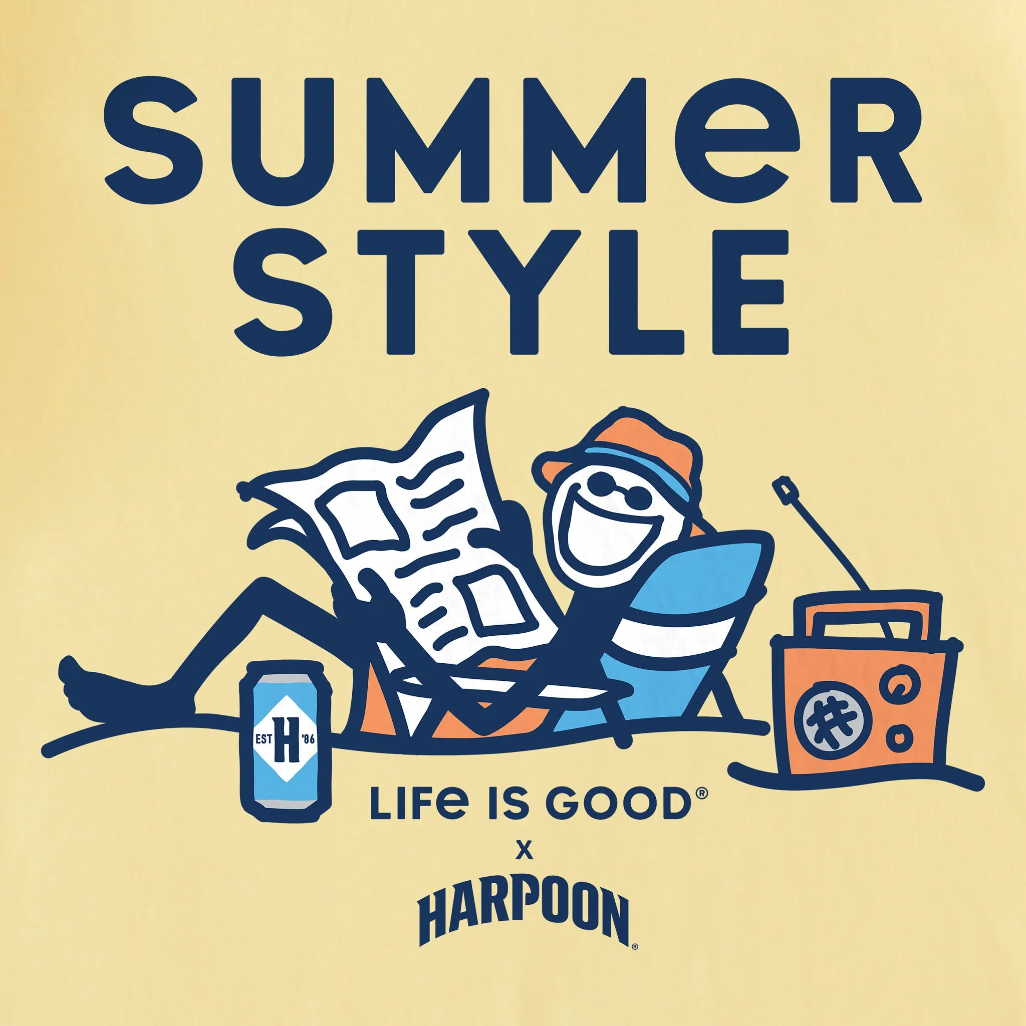 Men's Summer Style Harpoon Jake Beach Short Sleeve Crusher Tee Life is Good