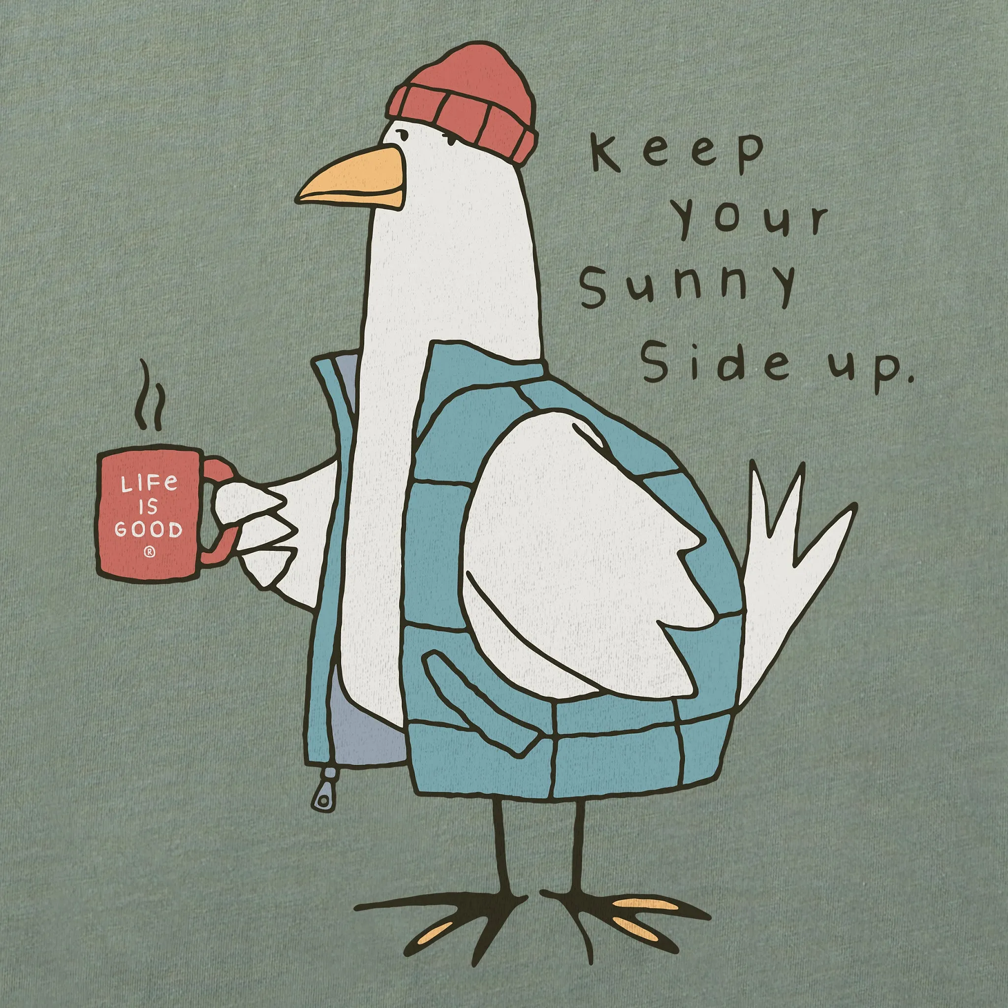 Men's Sunny Side Warmly Dressed Chicken Long Sleeve Crusher Tee Life is Good
