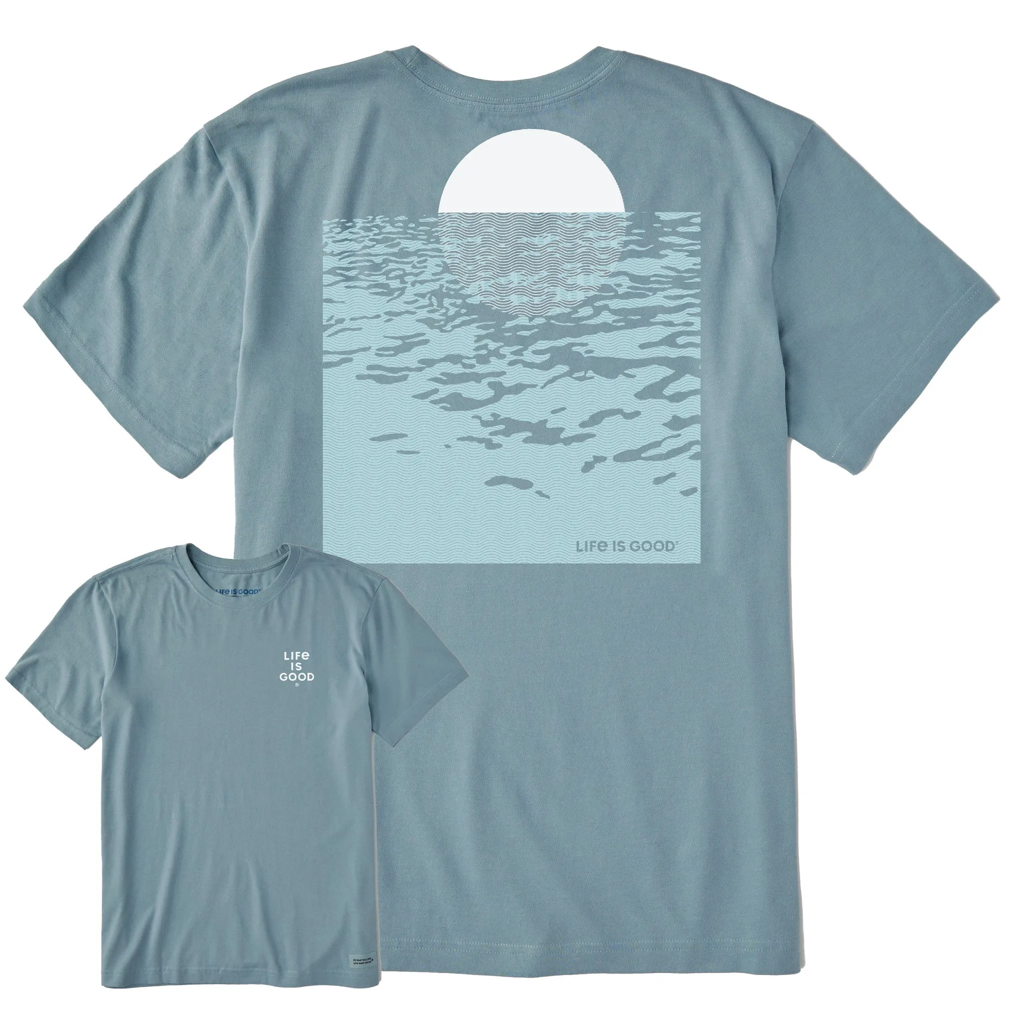 Men's Sunrise Over Waves Short Sleeve Crusher Tee Life is Good