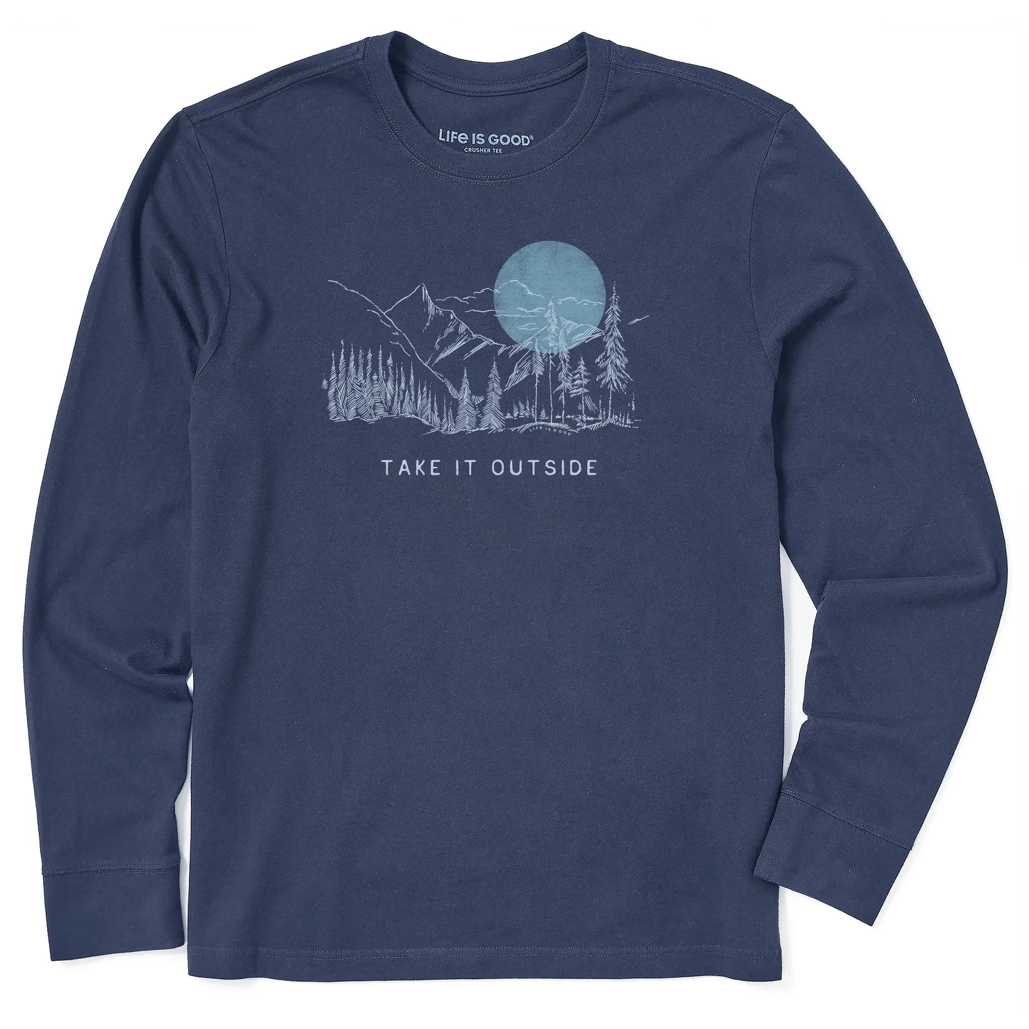 Men's Take it Outside Sketch Mountain Long Sleeve Crusher Tee Life is Good