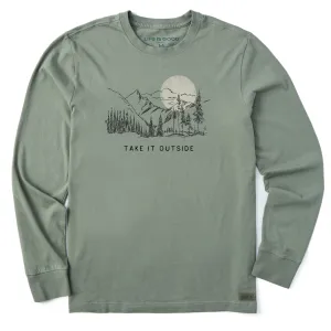 Men's Take it Outside Sketch Mountain Long Sleeve Crusher Tee Life is Good