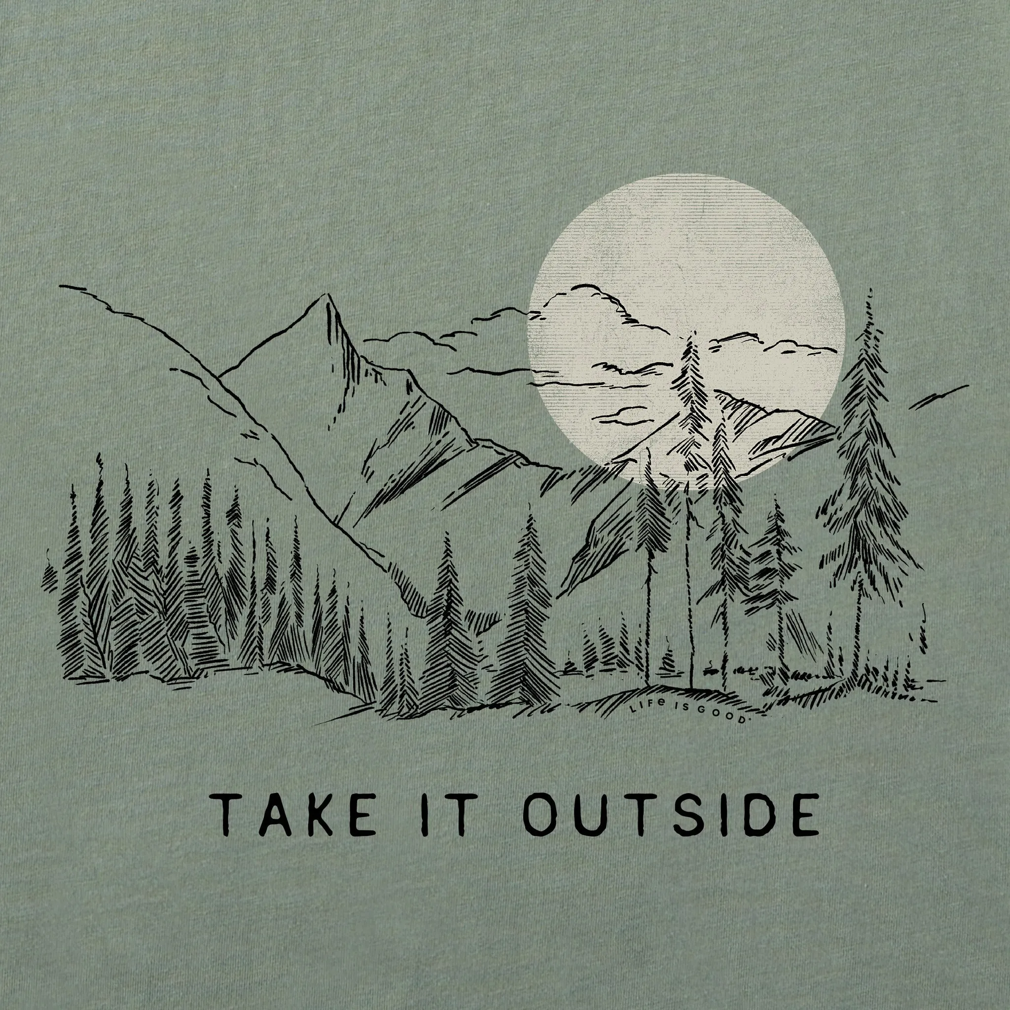 Men's Take it Outside Sketch Mountain Short Sleeve Crusher Tee Life is Good