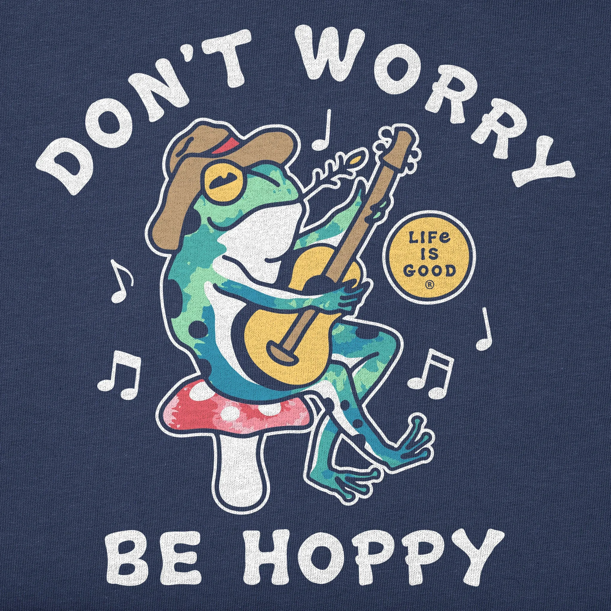 Men's Tie Dye Don't Worry Be Hoppy Frog Short Sleeve Tee Life is Good