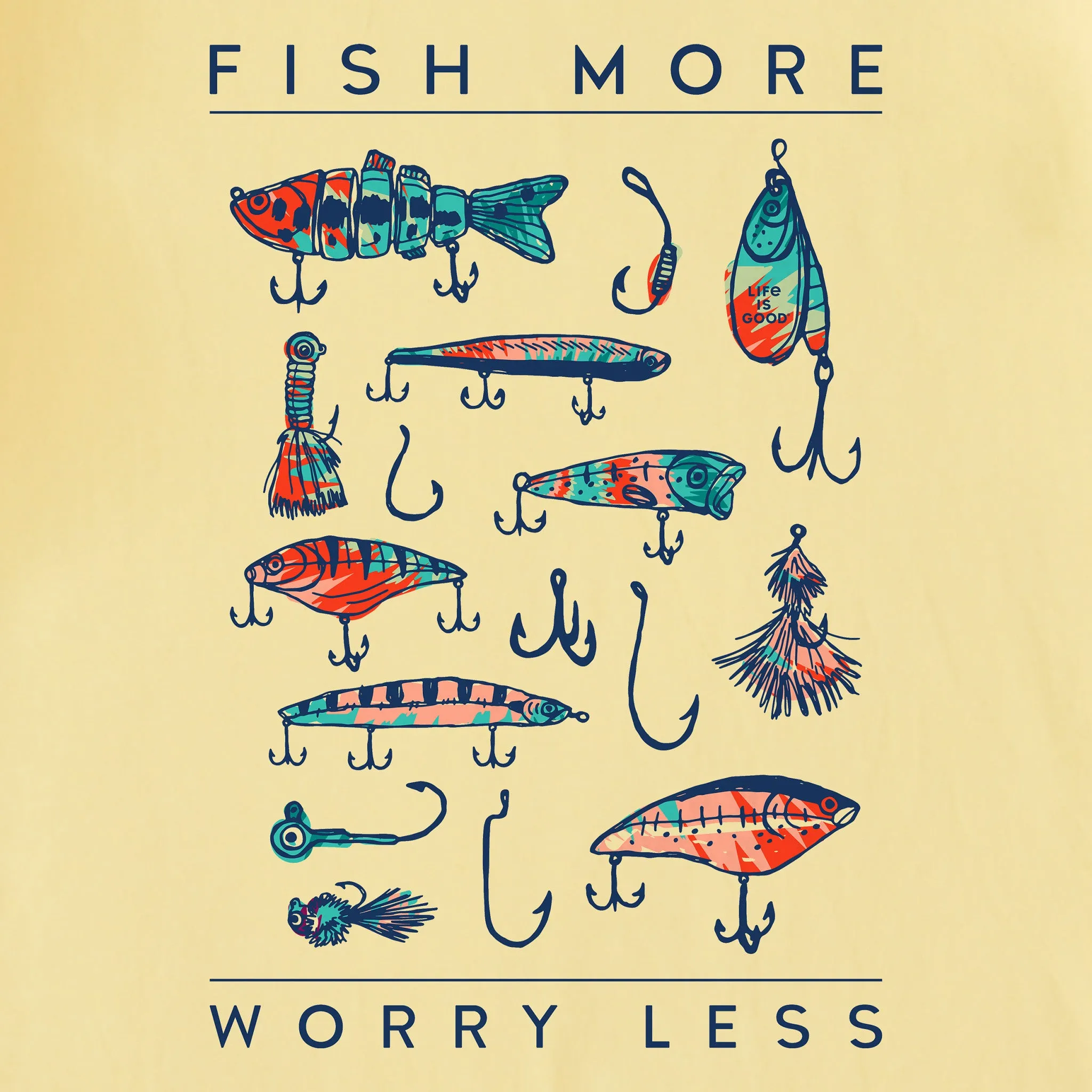 Men's Tie Dye Fish More Worry Less Short Sleeve Tee Life is Good