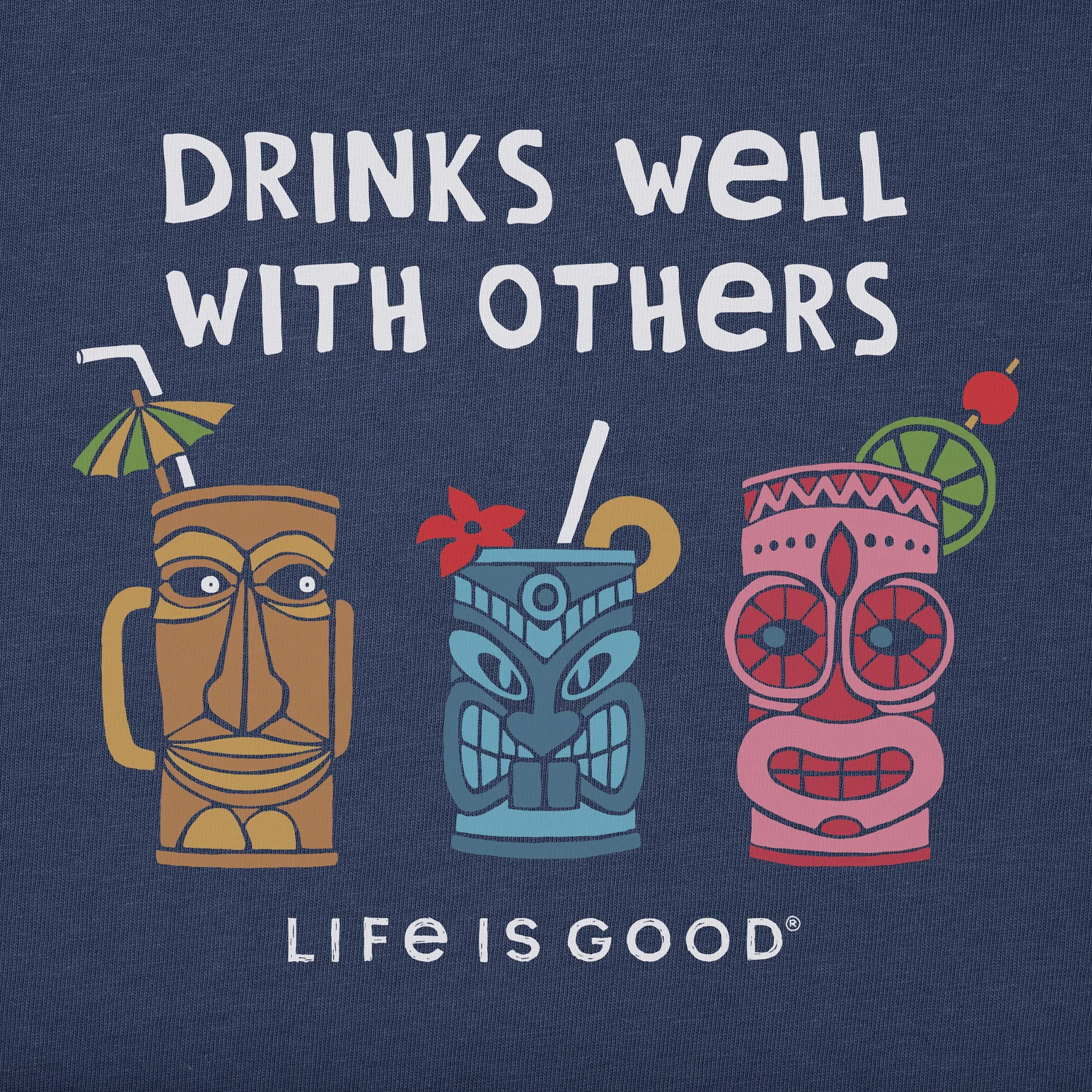 Men's Tiki Drinks Well Short Sleeve Tee Life is Good