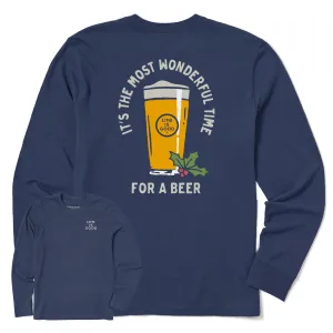Men's Time for a Beer Long Sleeve Crusher Tee Life is Good