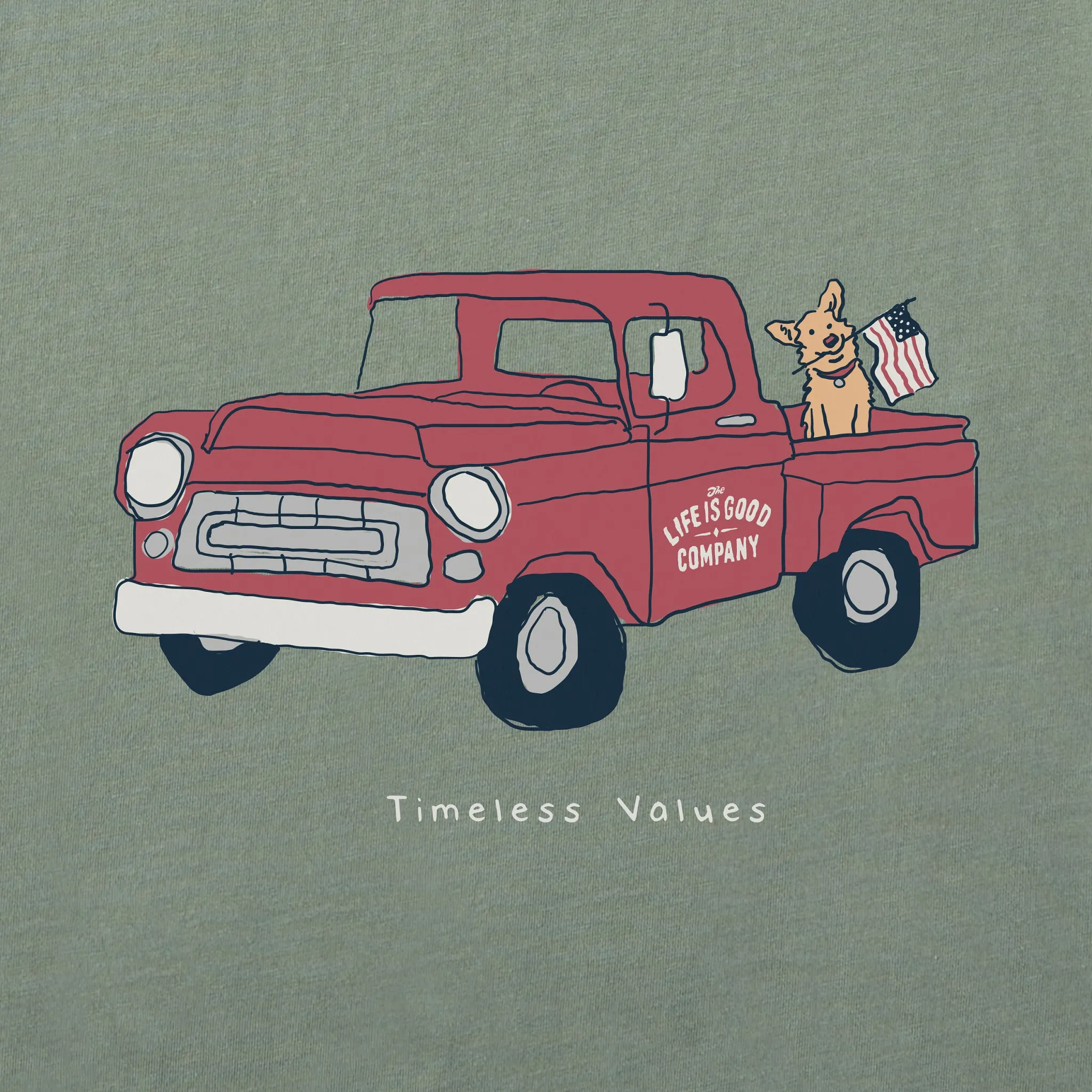 Men's Timeless Values Pickup Truck Short Sleeve Tee Life is Good