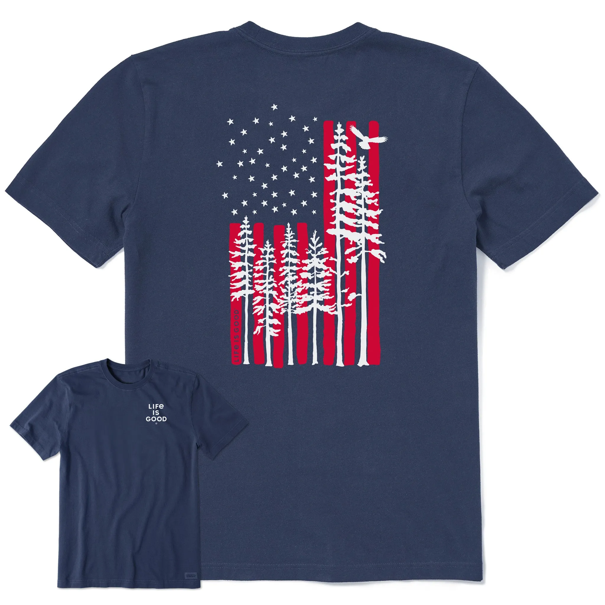 Men's Tree Tall Flag Short Sleeve Tee Life is Good