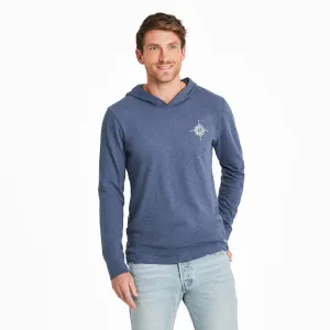 Men's Tribal Compass Textured Slub Hoodie Life is Good