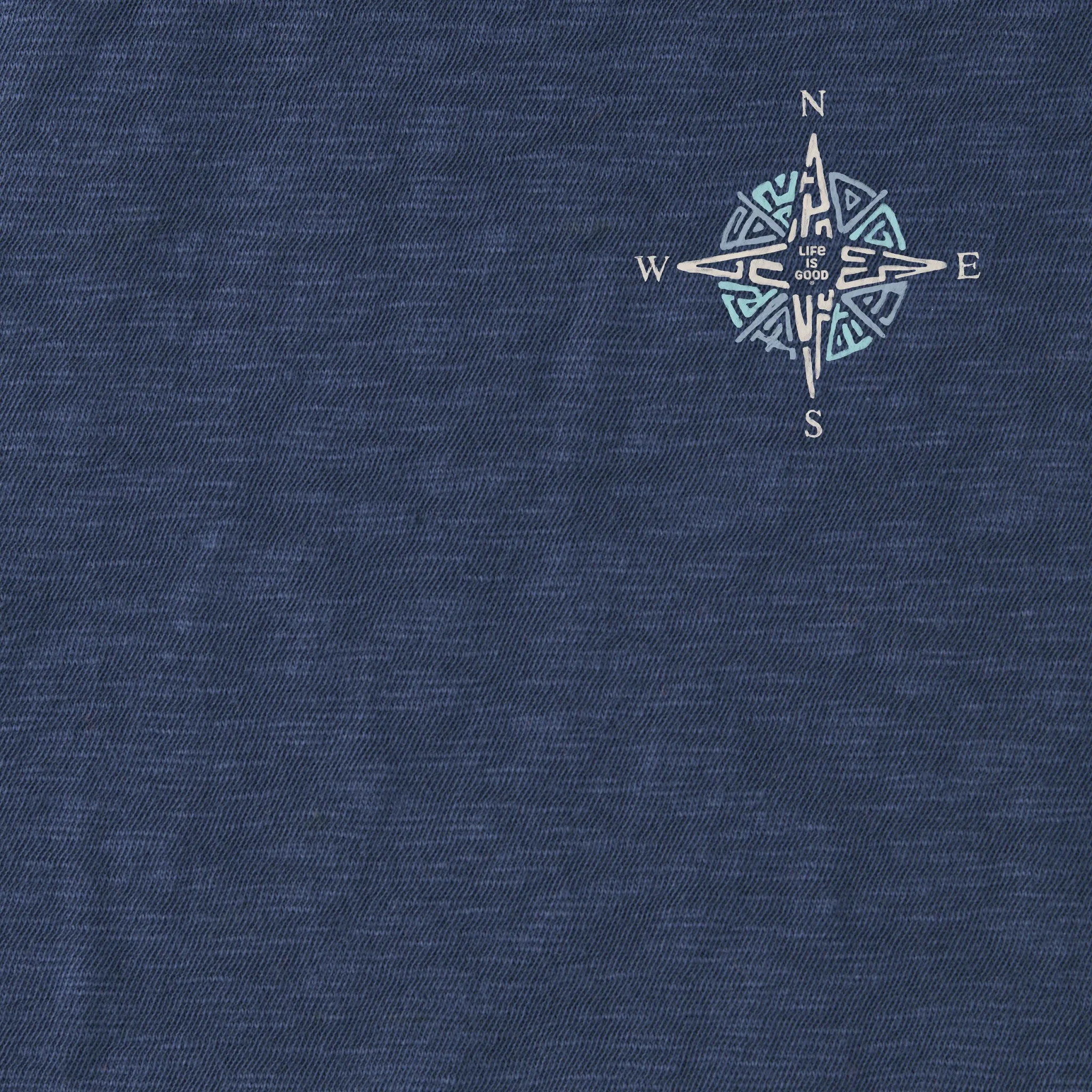 Men's Tribal Compass Textured Slub Hoodie Life is Good
