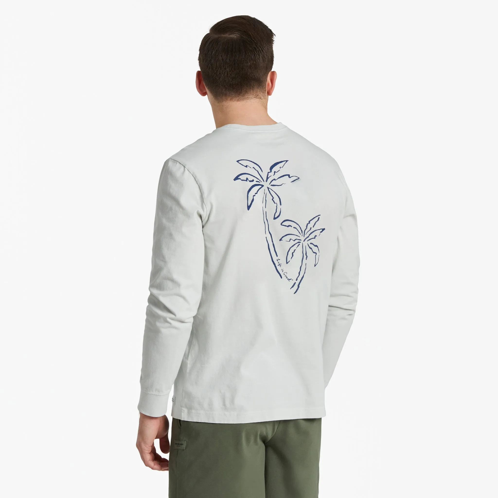 Men's Two Simple Palms Long Sleeve Crusher Tee Life is Good