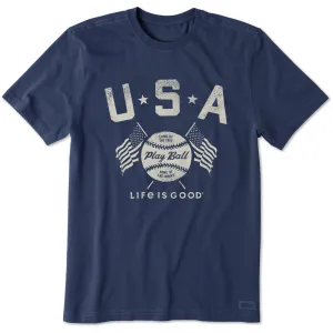 Men's USA Baseball with Flags Short Sleeve Tee Life is Good