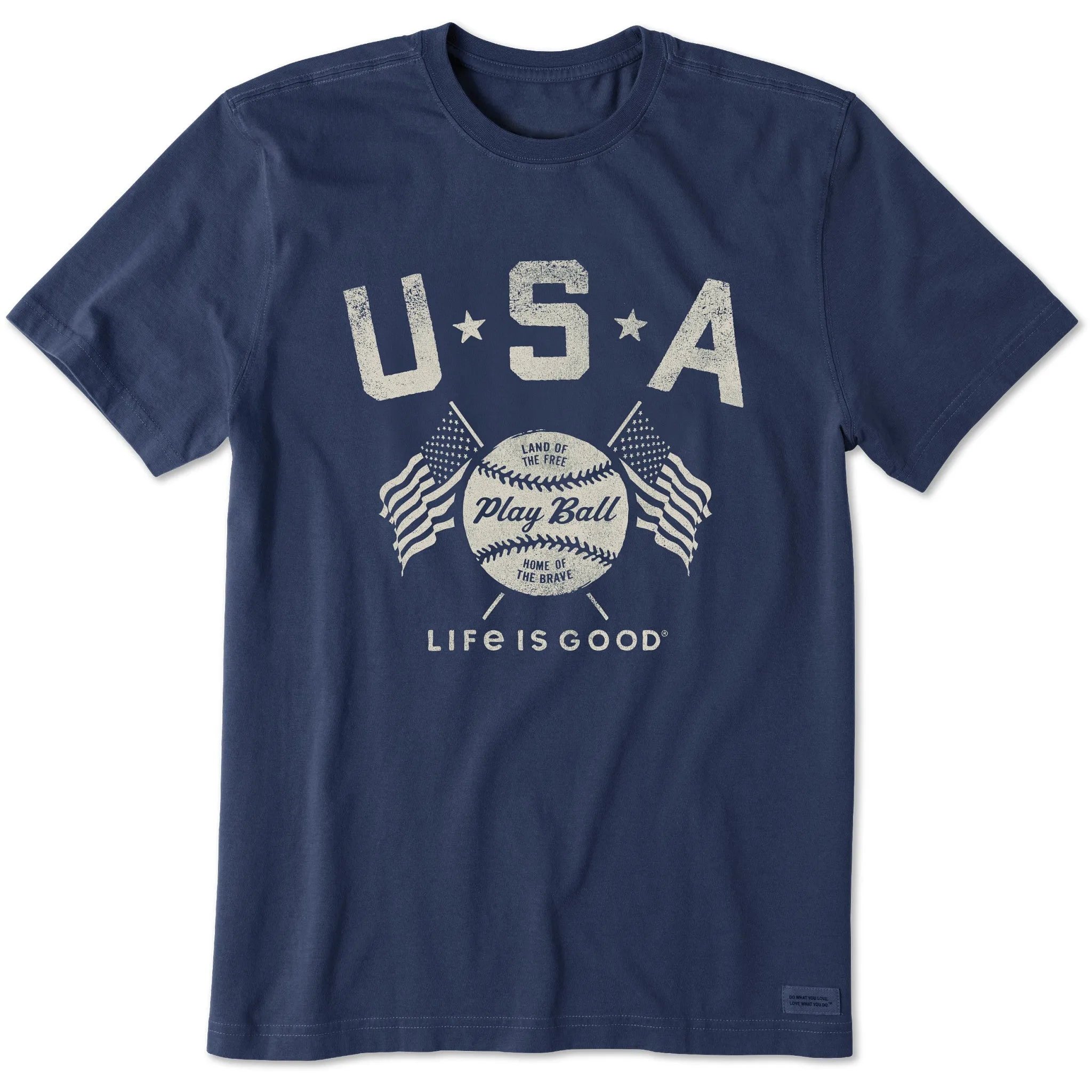 Men's USA Baseball with Flags Short Sleeve Tee Life is Good