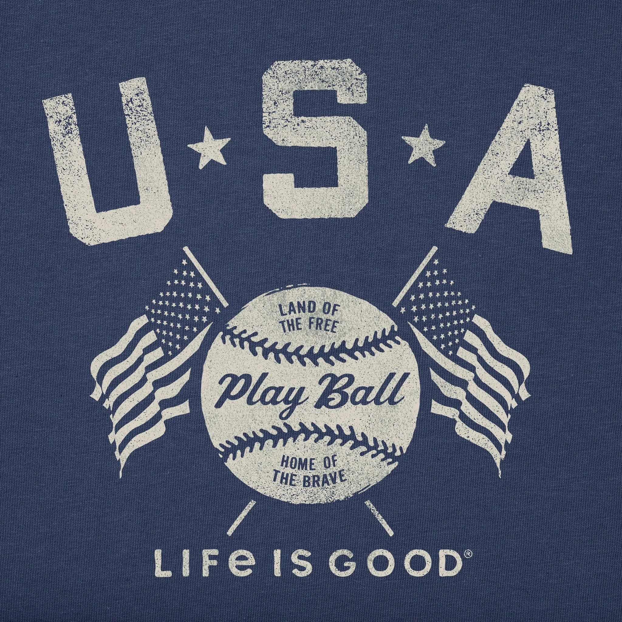 Men's USA Baseball with Flags Short Sleeve Tee Life is Good