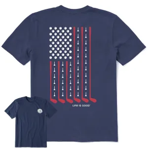 Men's Vertical USA Flag Golf Short Sleeve Crusher Tee Life is Good