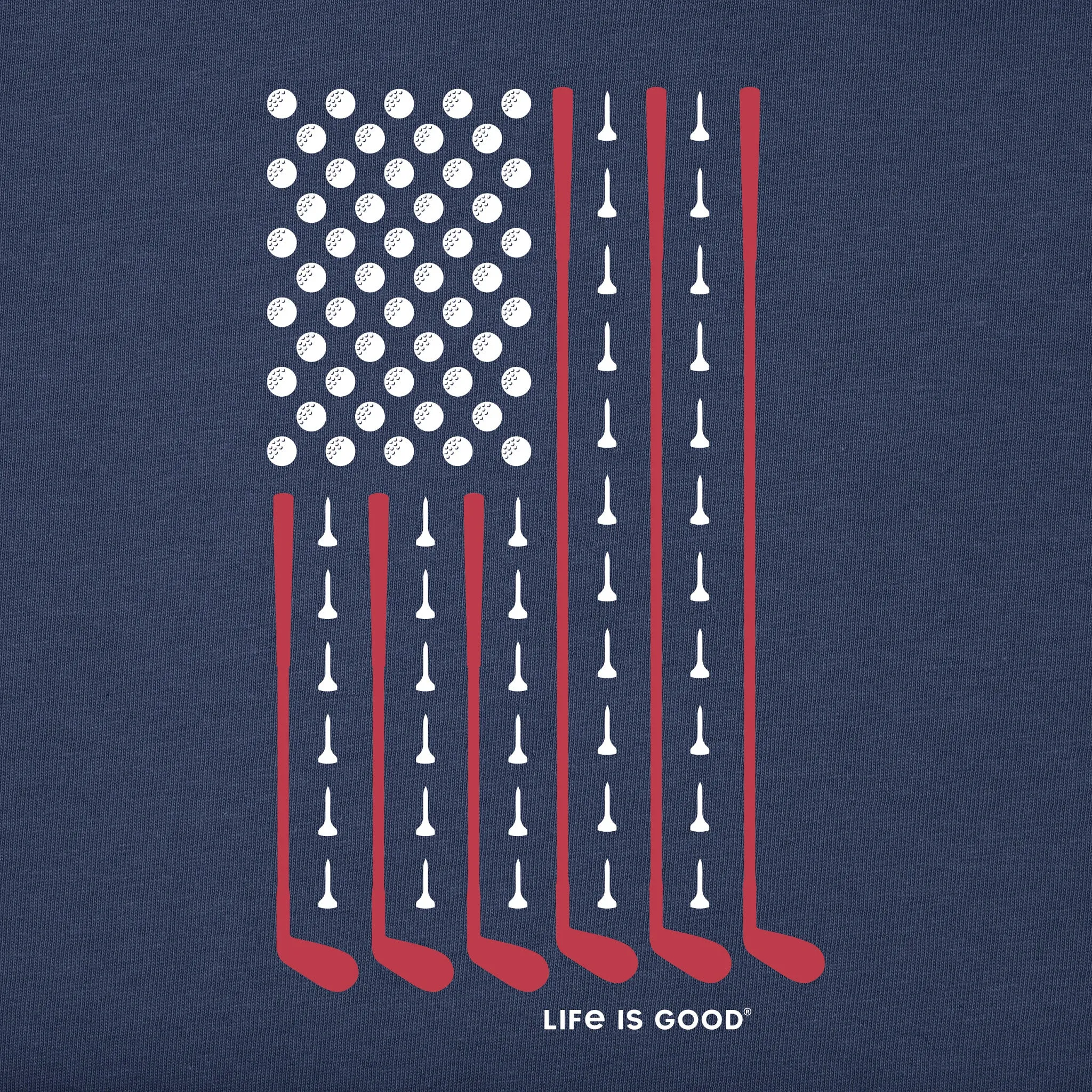 Men's Vertical USA Flag Golf Short Sleeve Crusher Tee Life is Good