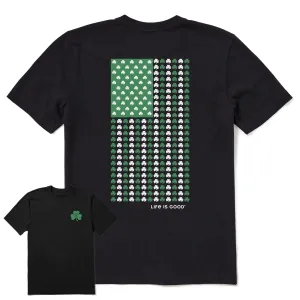 Men's Vertical USA Flag Shamrocks Short Sleeve Crusher Tee Life is Good