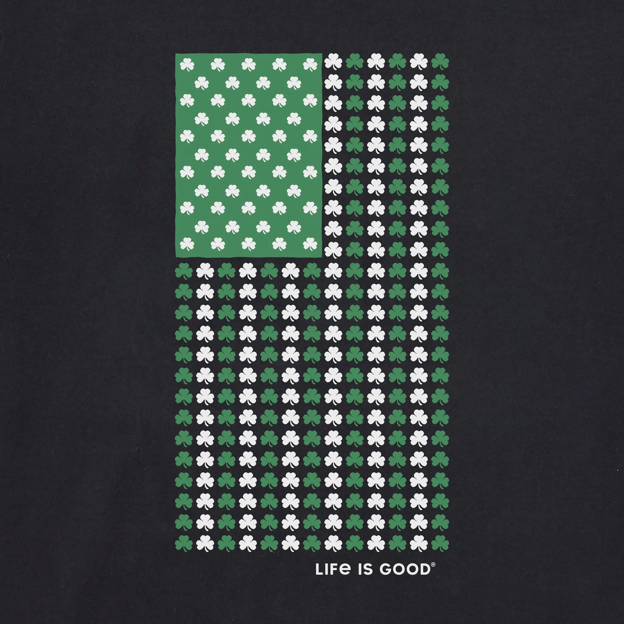 Men's Vertical USA Flag Shamrocks Short Sleeve Crusher Tee Life is Good