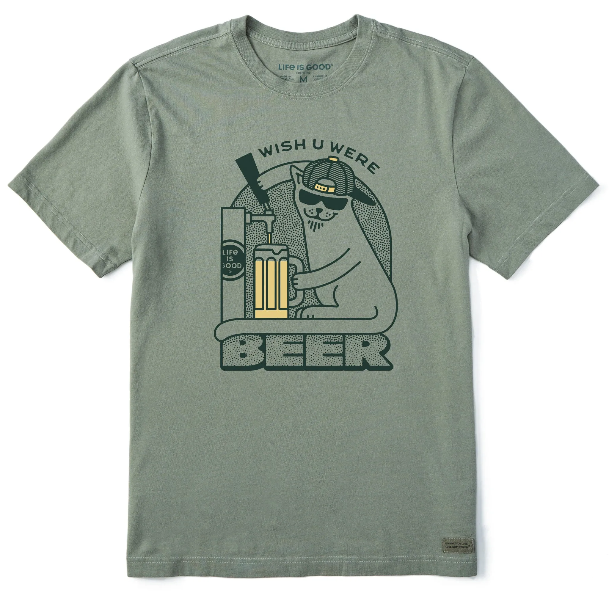 Men's Wish You Were Beer Cat Short Sleeve Tee Life is Good