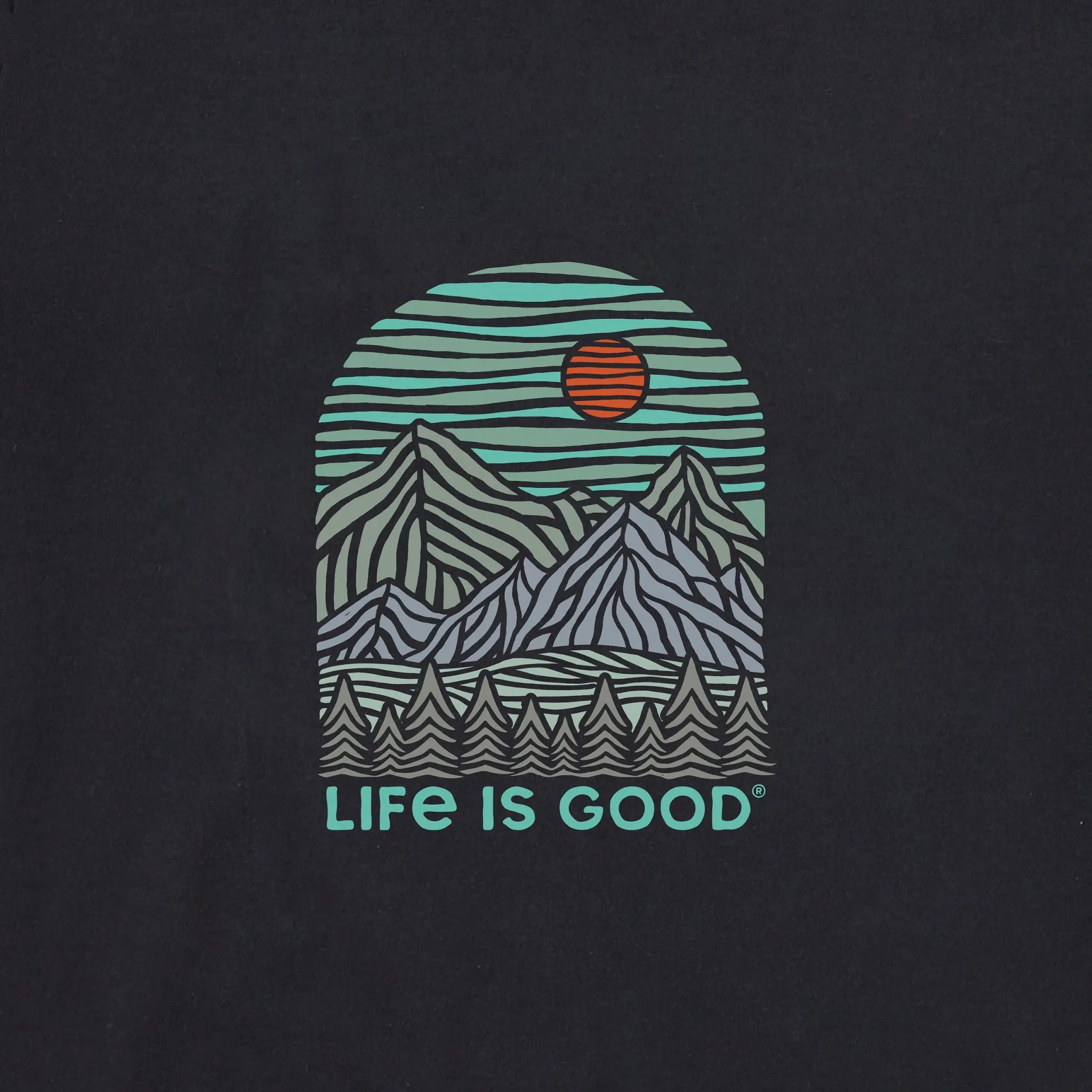 Men's Woodblock Mountain Mini Short Sleeve Crusher Tee Life is Good
