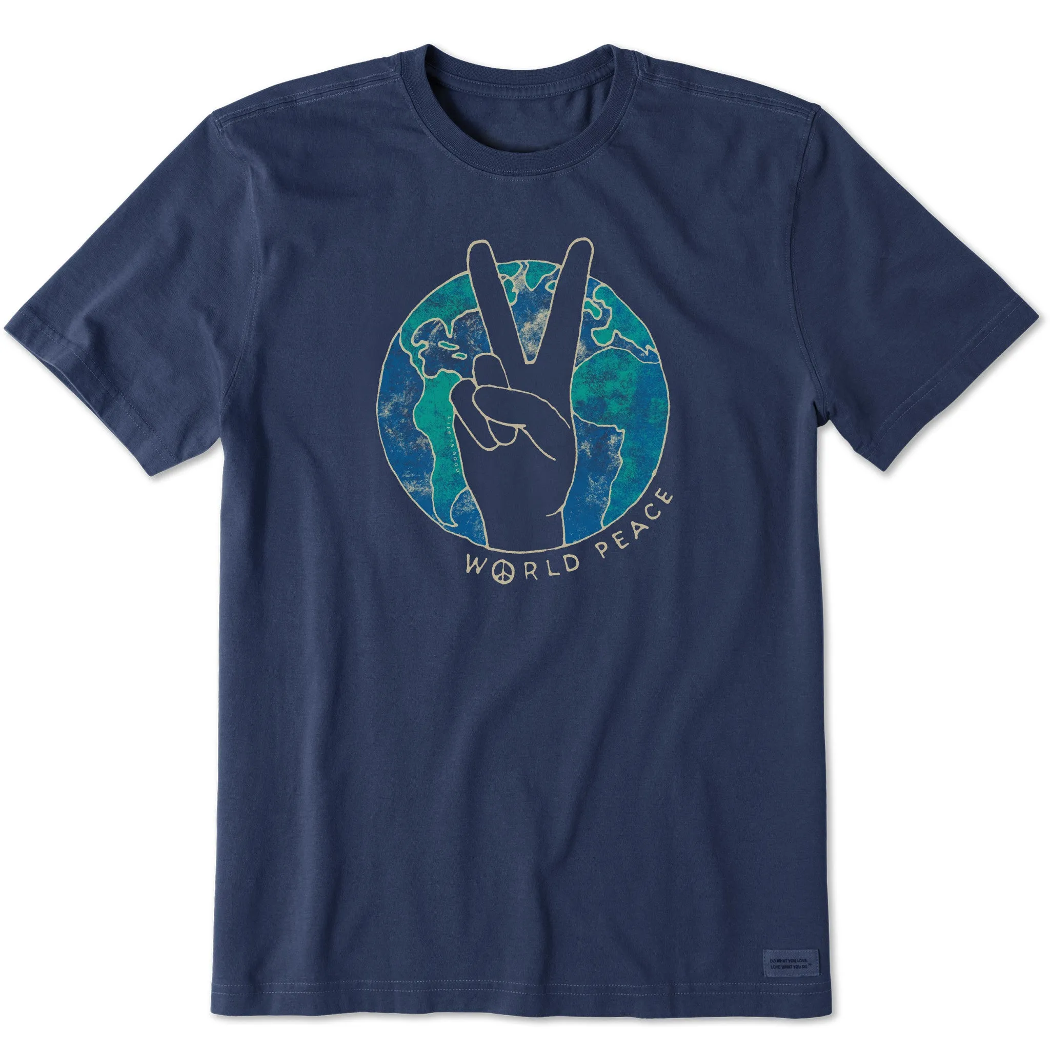 Men's World Peace Sign Short Sleeve Crusher Tee Life is Good