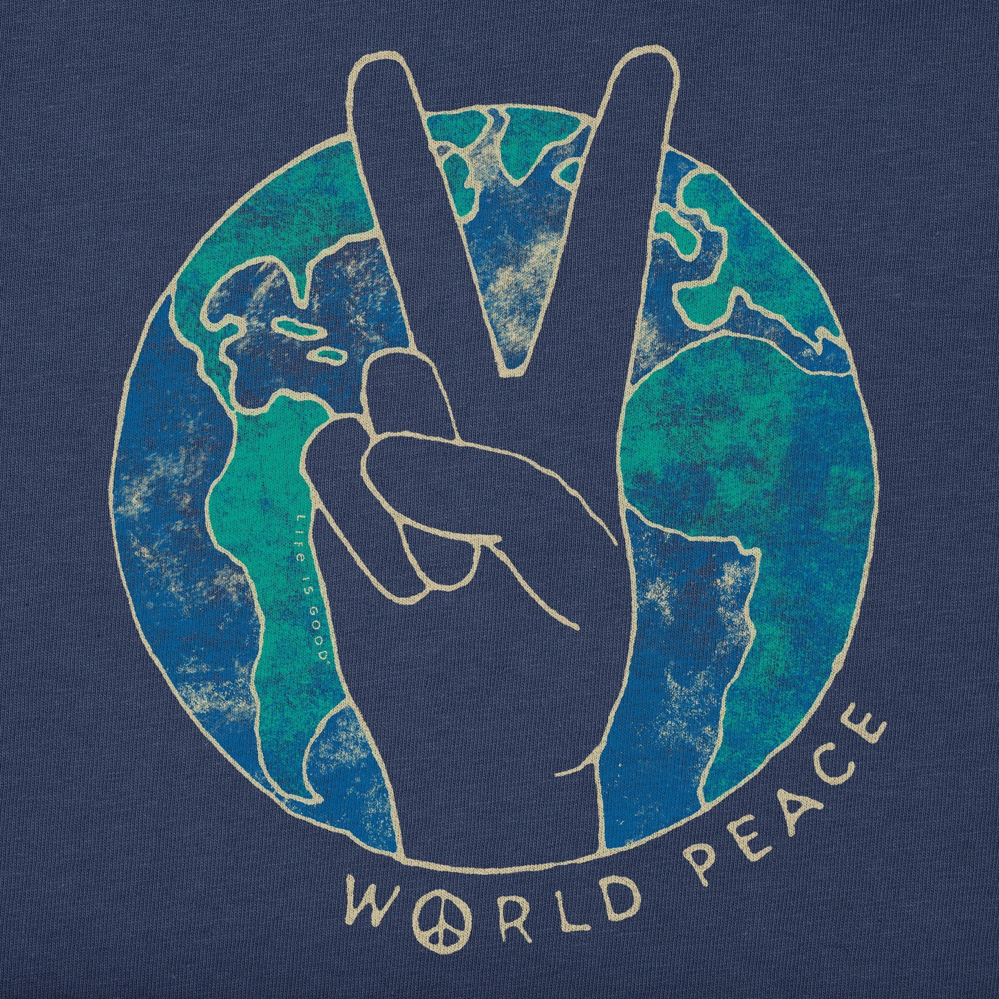 Men's World Peace Sign Short Sleeve Crusher Tee Life is Good