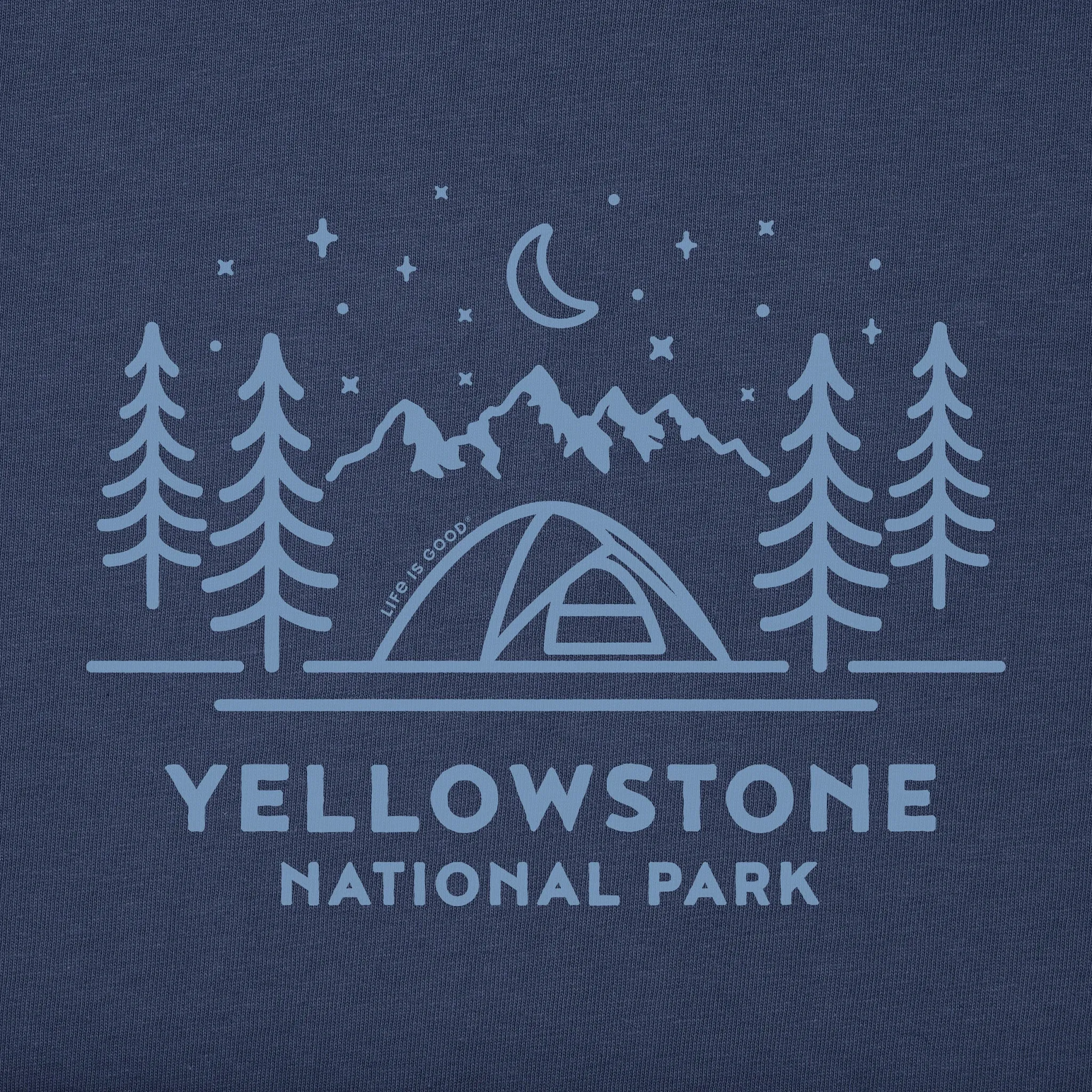 Men's Yellowstone Camping Scene Short Sleeve Crusher Tee Life is Good