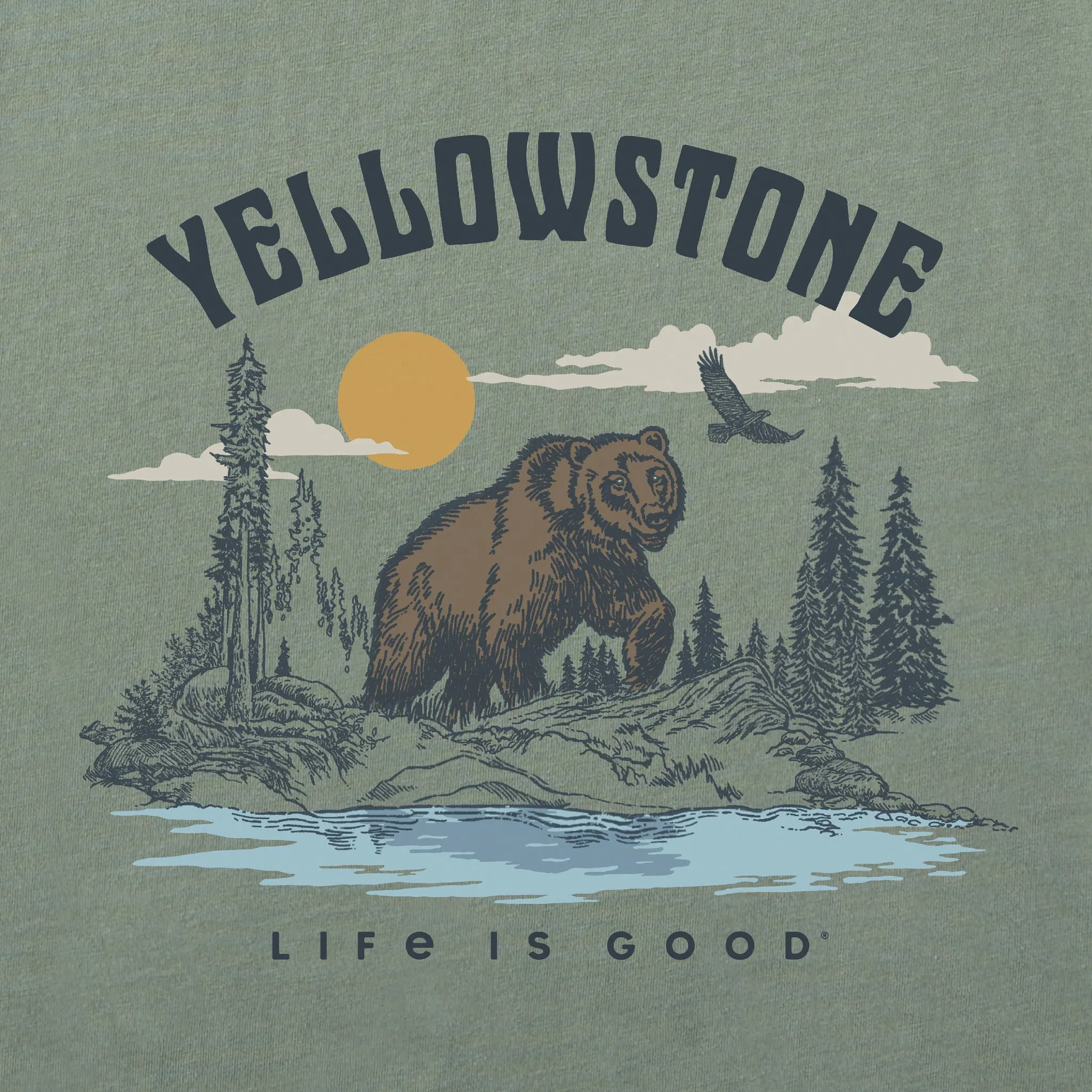 Men's Yellowstone Grizzly Scene Short Sleeve Crusher Tee Life is Good