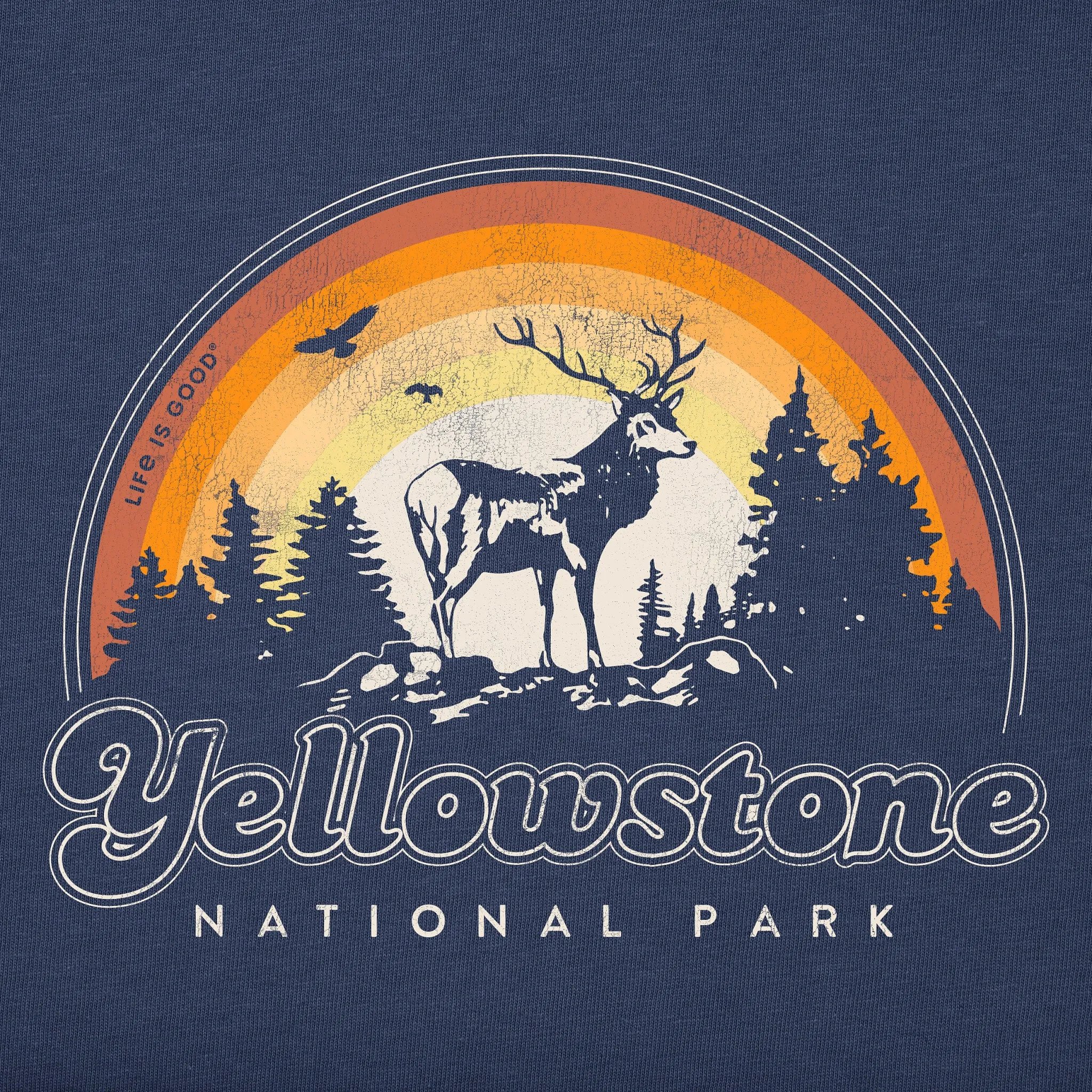 Men's Yellowstone National Park Buck Short Sleeve Crusher Tee Life is Good