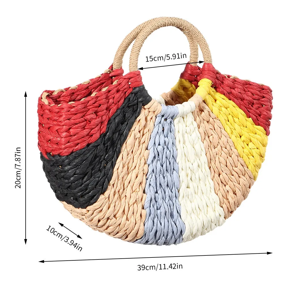 Moonshape Top Handle Straw Bag Anna Kay Co