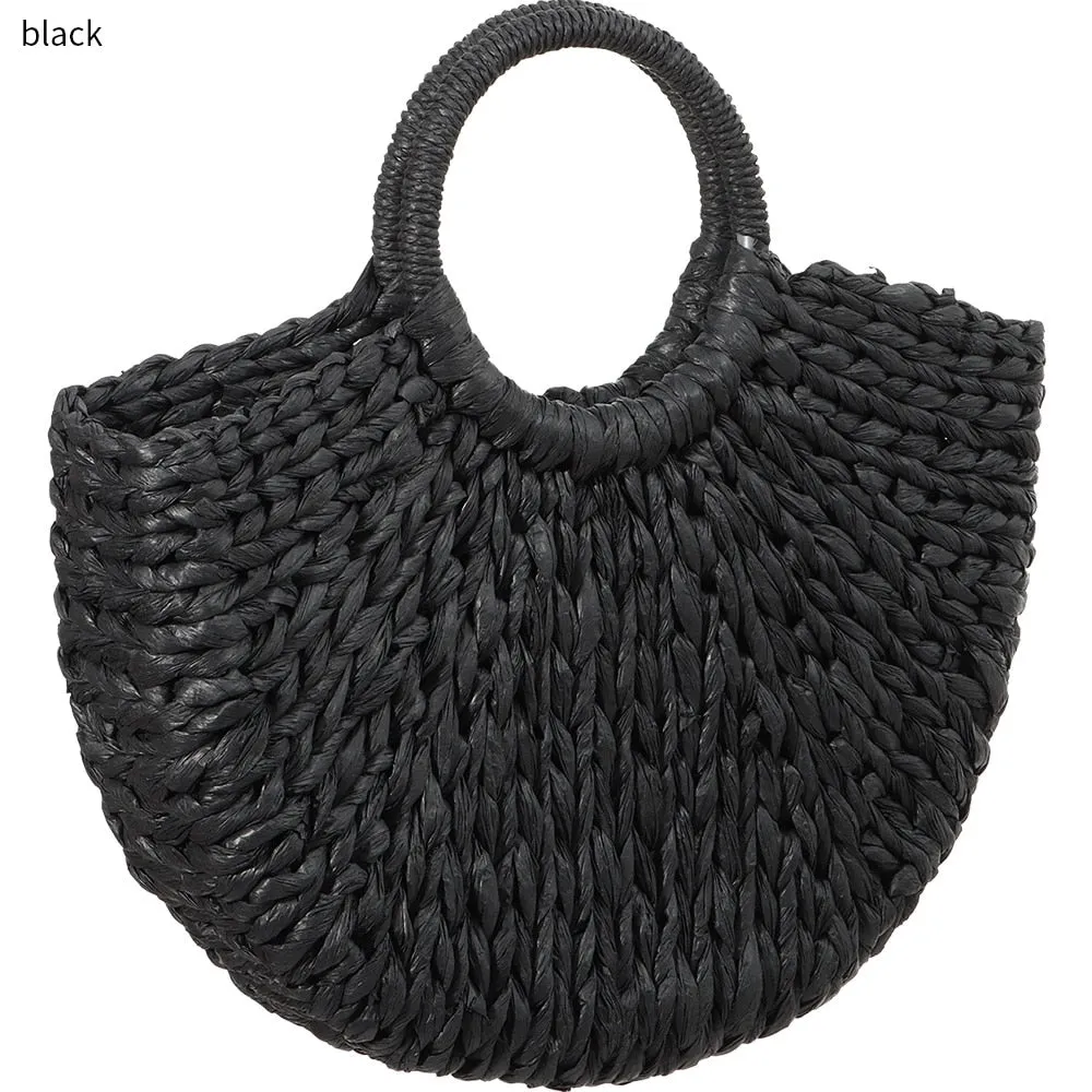 Moonshape Top Handle Straw Bag Anna Kay Co