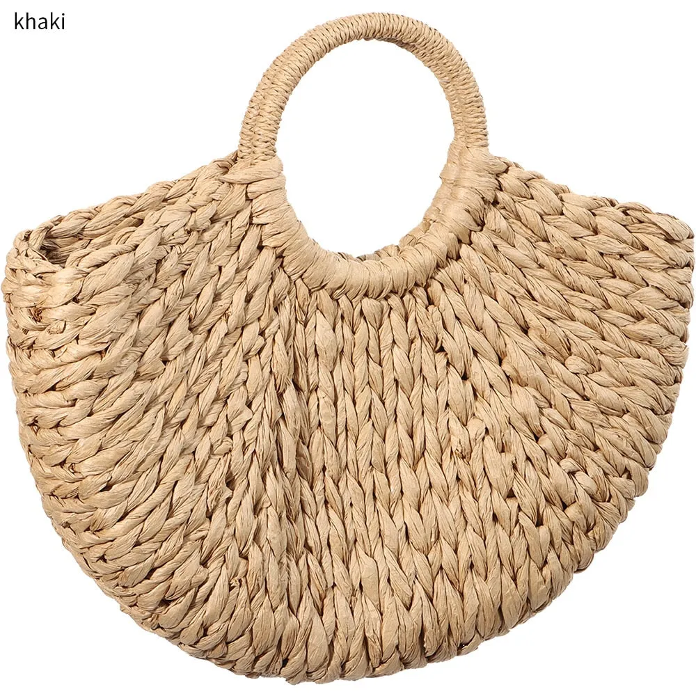 Moonshape Top Handle Straw Bag Anna Kay Co