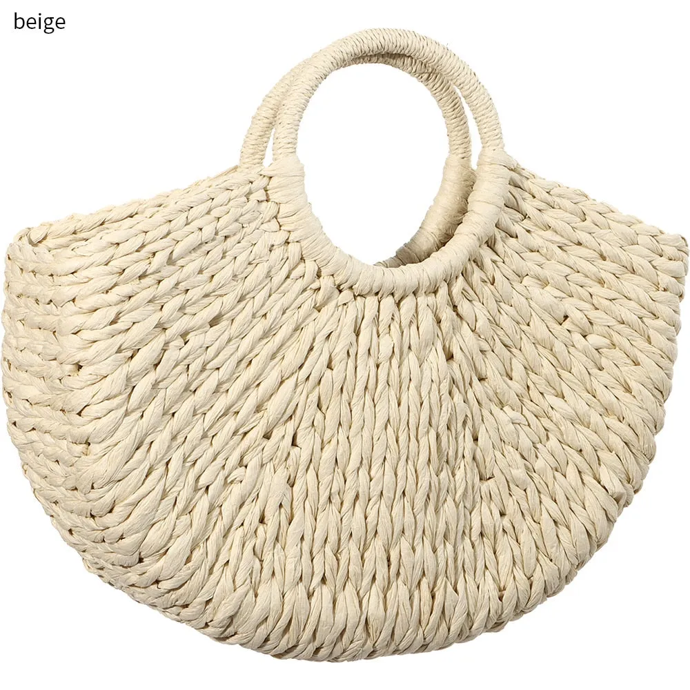Moonshape Top Handle Straw Bag Anna Kay Co