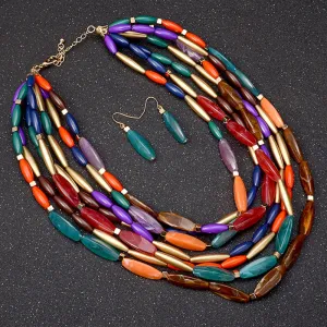 Multi Layer Colored Bead Necklace Set Anna Kay Co