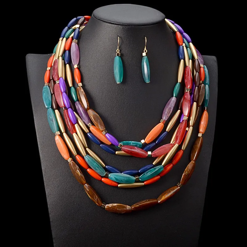 Multi Layer Colored Bead Necklace Set Anna Kay Co