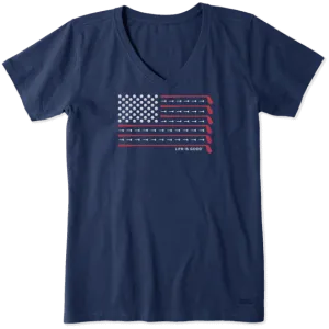 New Life is Good V-neck Golf Flag T-shirt