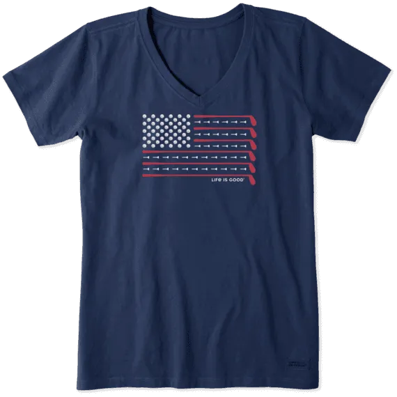 New Life is Good V-neck Golf Flag T-shirt