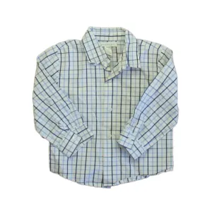 Pottery Barn Kids Boys Blue Plaid Button Down Long Sleeve