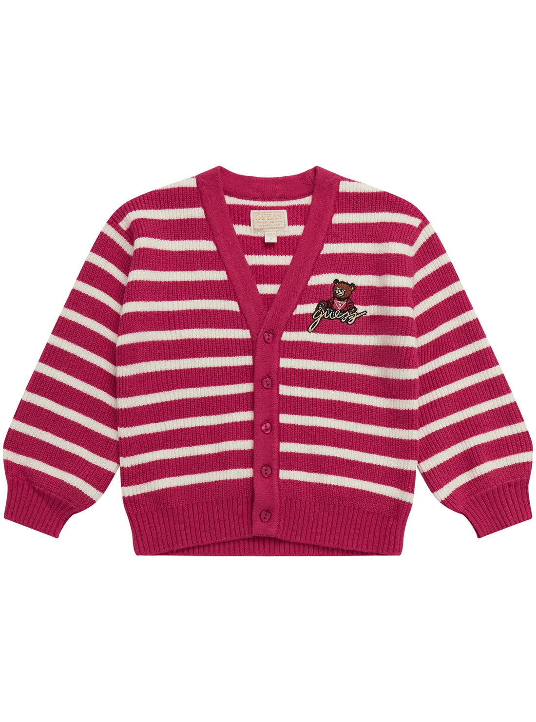 Red Long Sleeve Stripe Cardigan (2-7) Guess
