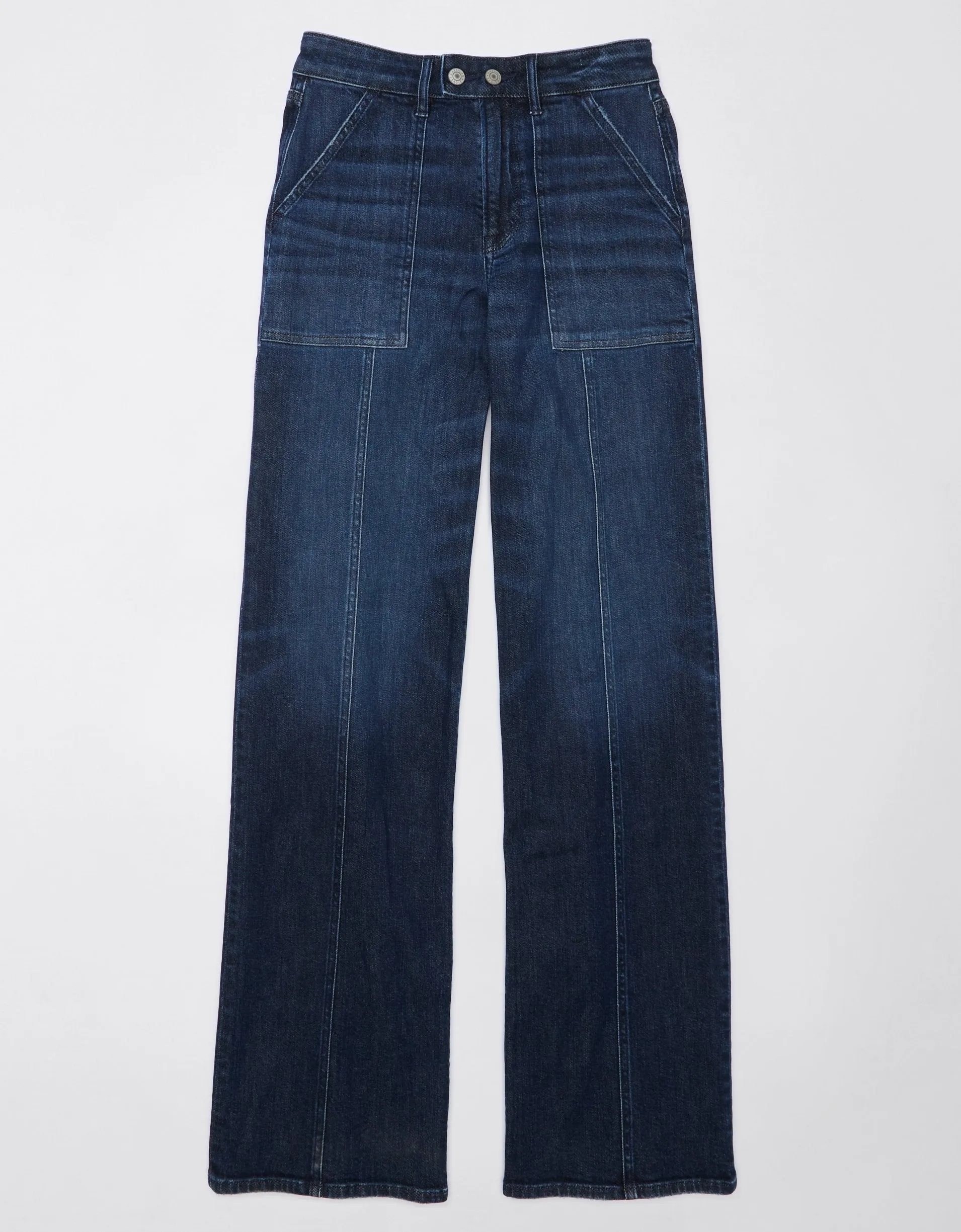 Reformation AE Dreamy Drape Stretch Super High-Waisted Baggy Wide-Leg Jean