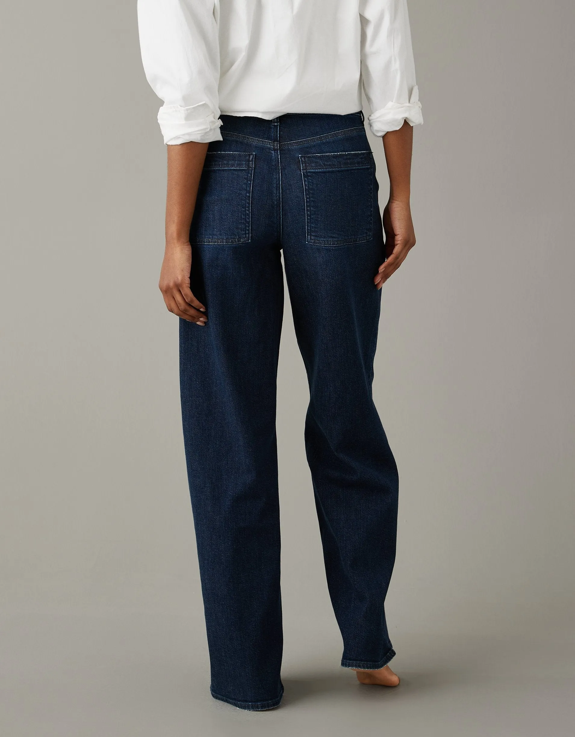 Reformation AE Dreamy Drape Stretch Super High-Waisted Baggy Wide-Leg Jean
